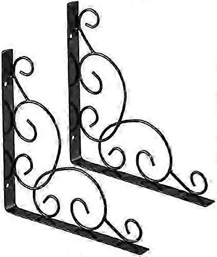2Pcs Metal Wall Shelf Bracket - Wrought Iron Triangular Shelf Bracket