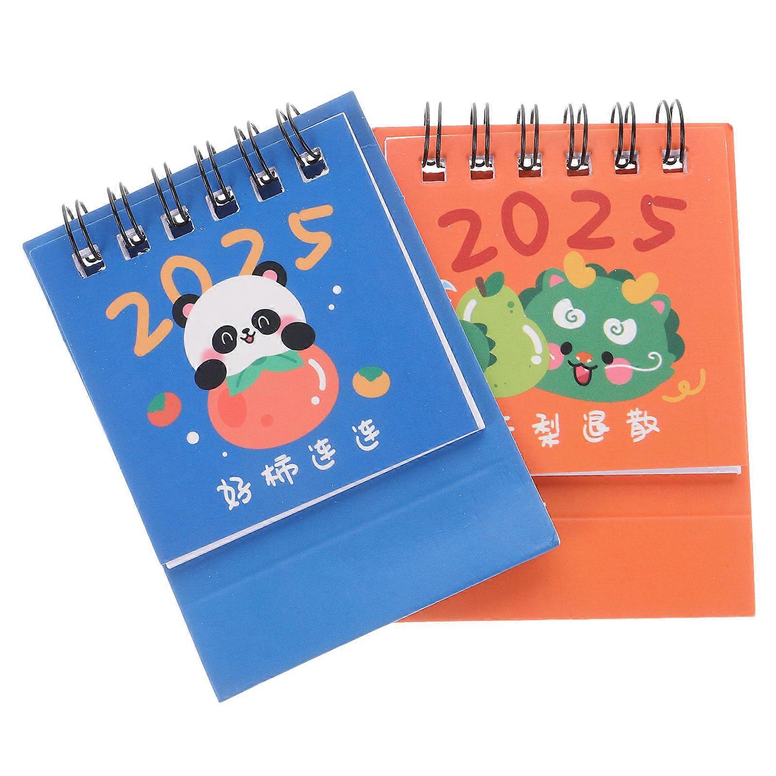 Mini Desk Calendar Cute Planner For Time Use 9.00X6.50X1.00CM Task Recording 2Pcs