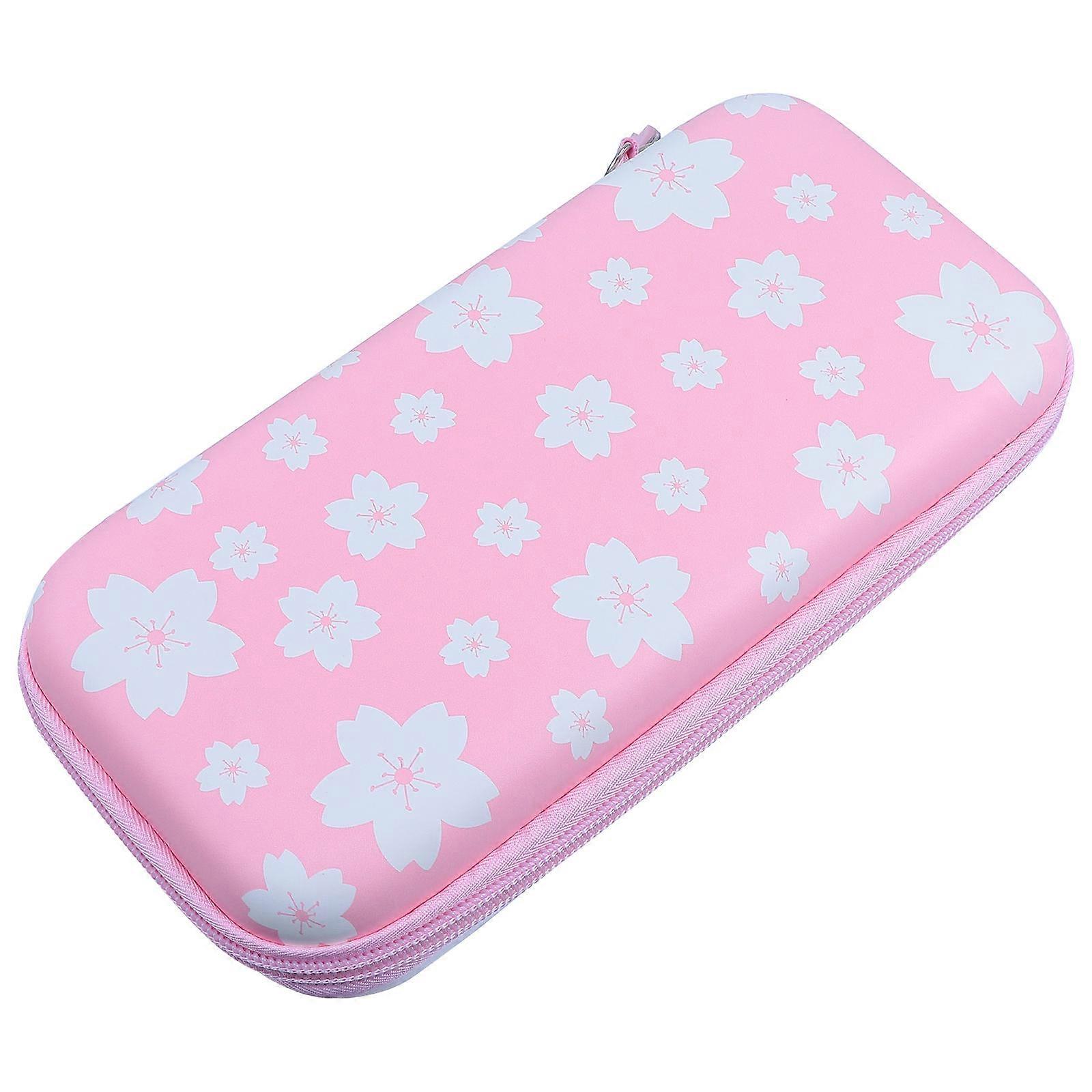 Floral Game Console Case Pink 26X13X5CM Splashproof Protect Accessories 1Pcs