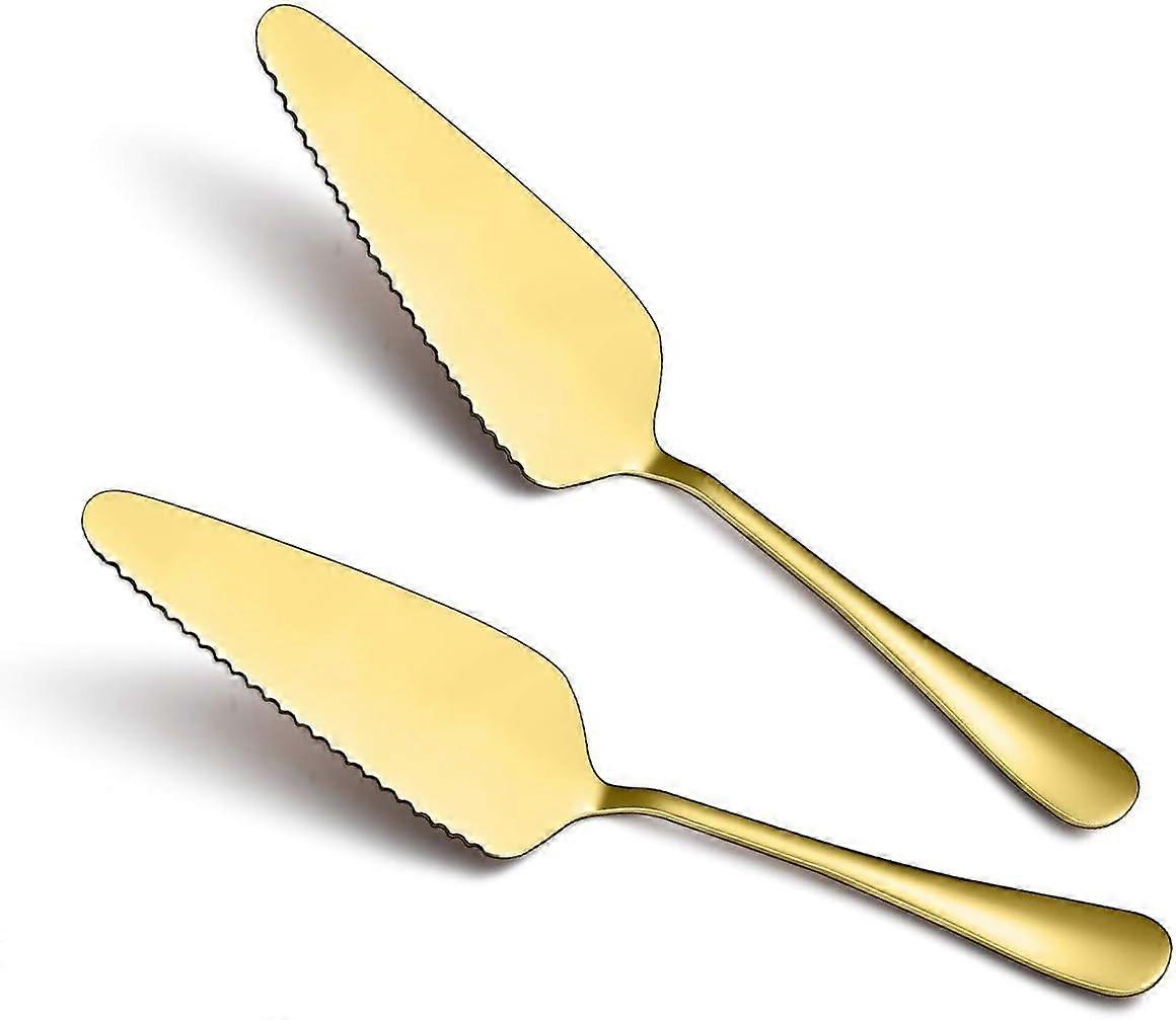 Set of 2 gold cake servers, wedding cake knife and server set, gold stainless steel cookie cutters