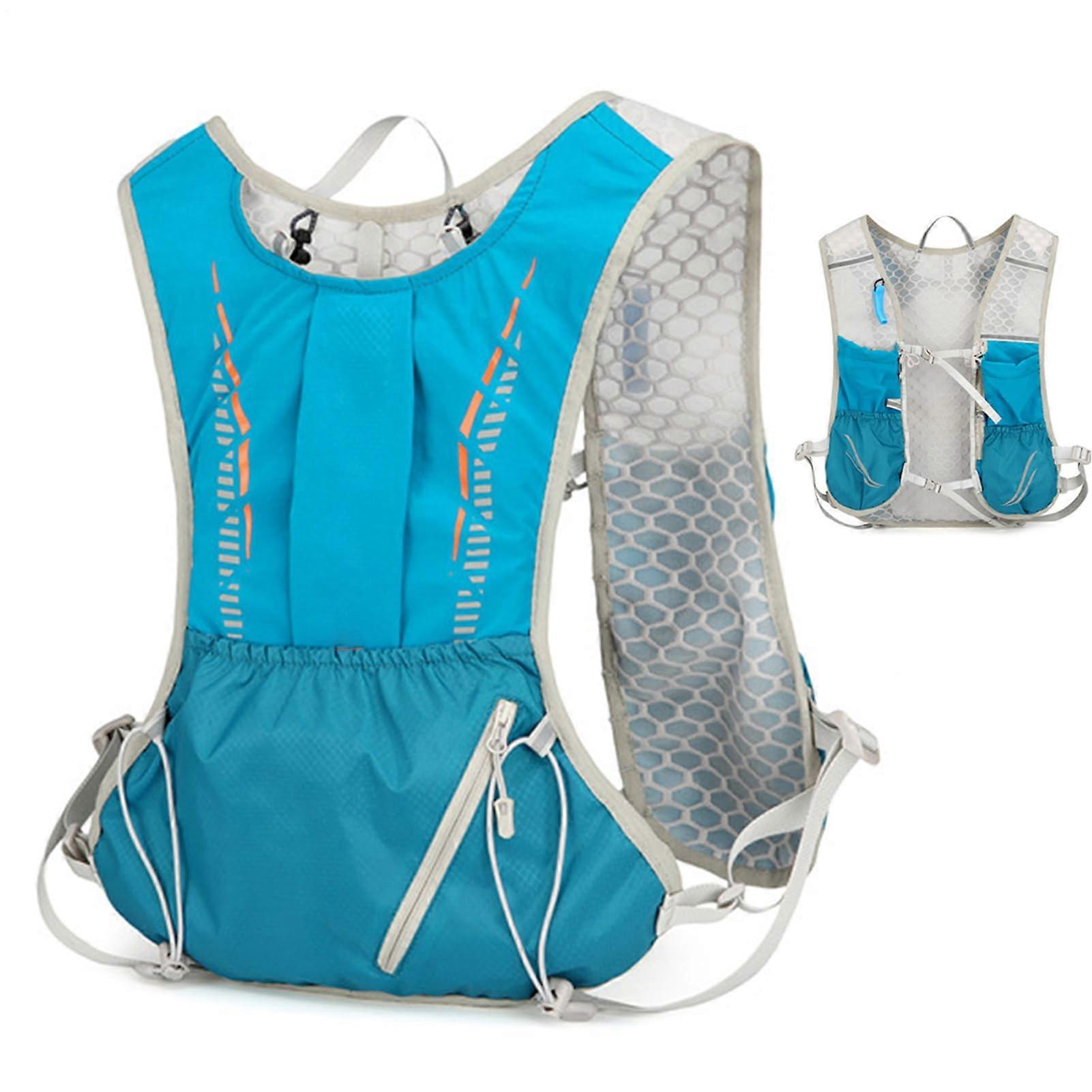 Laufrucksack | Lightweight Hydration Backpack with Reflective Stripes, Ergonomic Shoulder Straps for Hiking, Skiing, Travel in Blue C