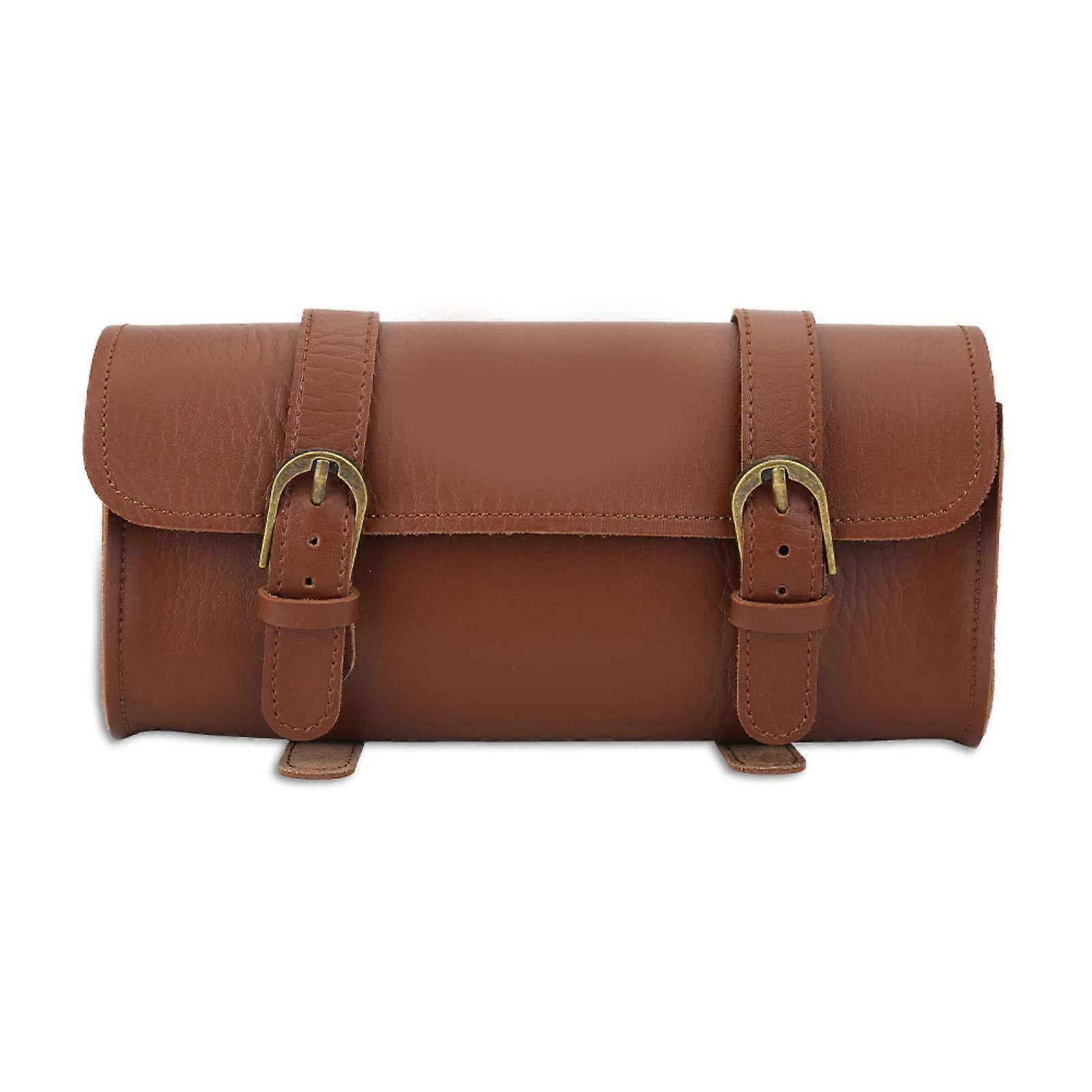 Faux Leather Bicycle Handlebar Bag, Retro Style Quick Release Front Frame Tube Accessories, Multifunctional, Durable, Black