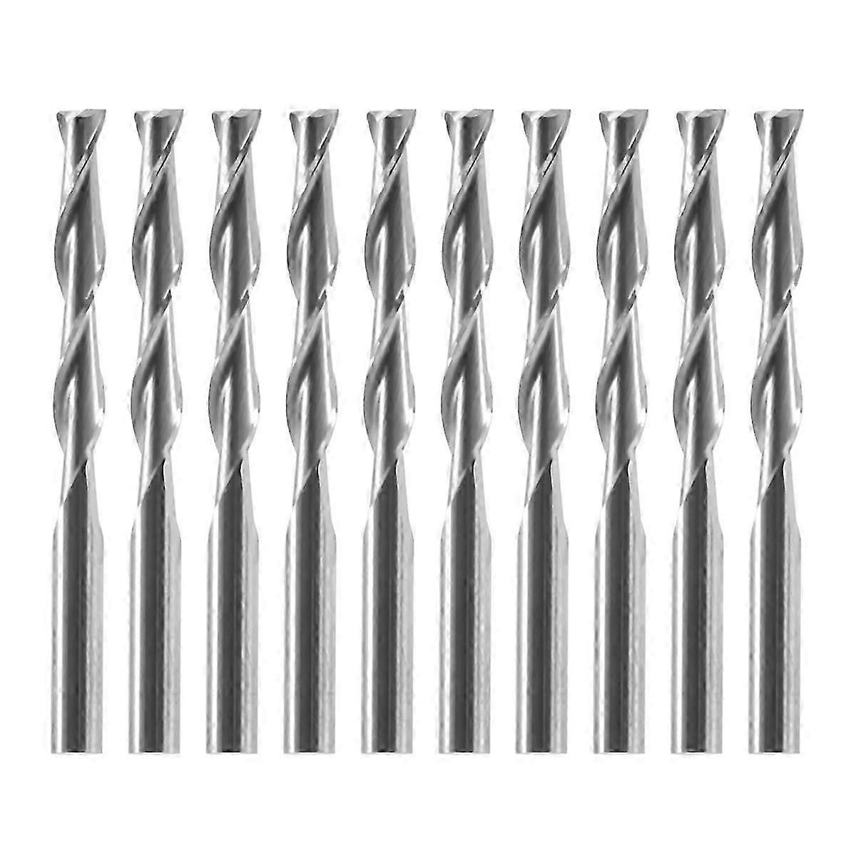 10x 1/8 inch 3.175mm Carbide CNC Double Two Flute Spiral Bits End Mill Router 22mm