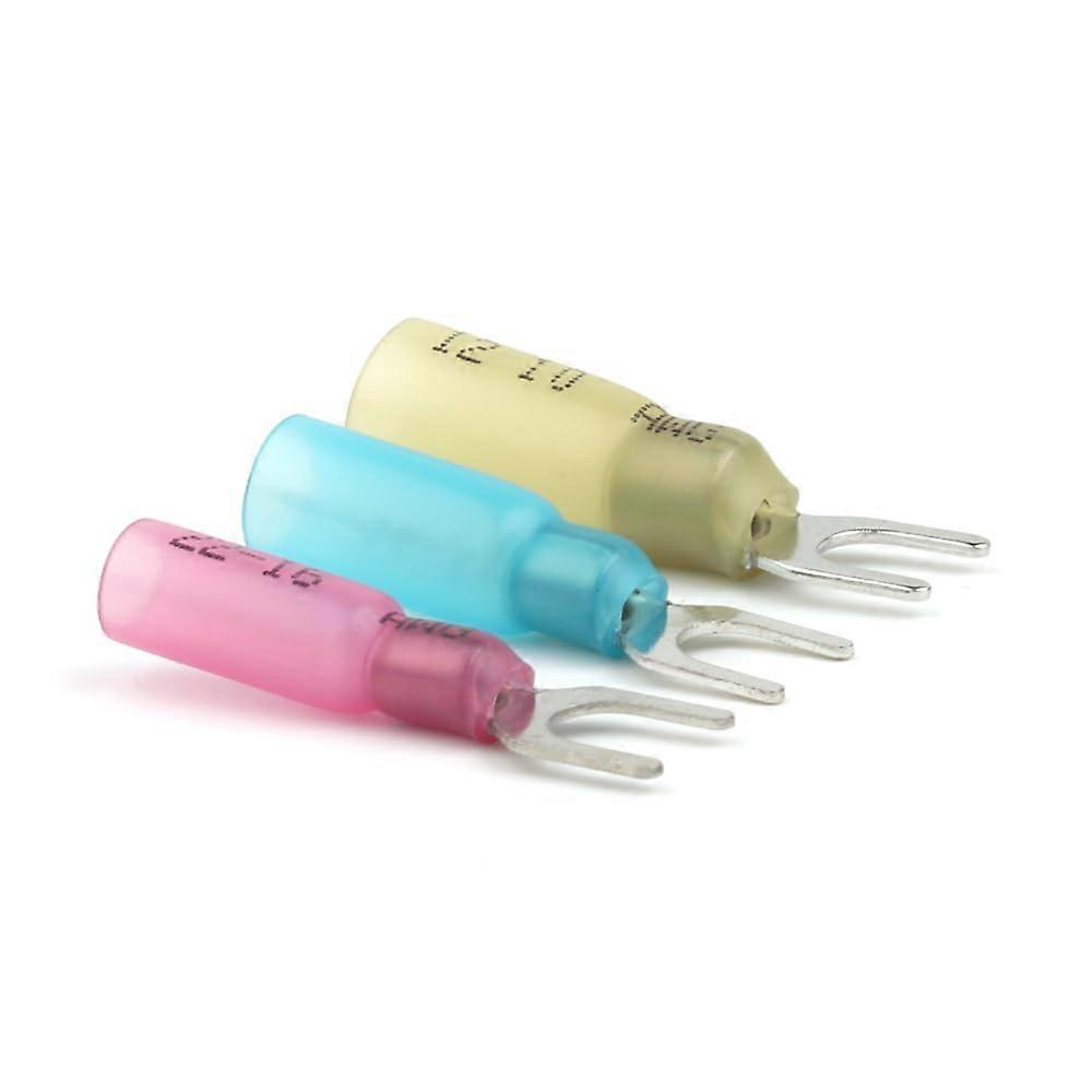 SV Heat Shrink Spade Fork Crimp Cable Terminal 25 Pcs SV1.25/2/5.5 22-10AWG Insulated Blue