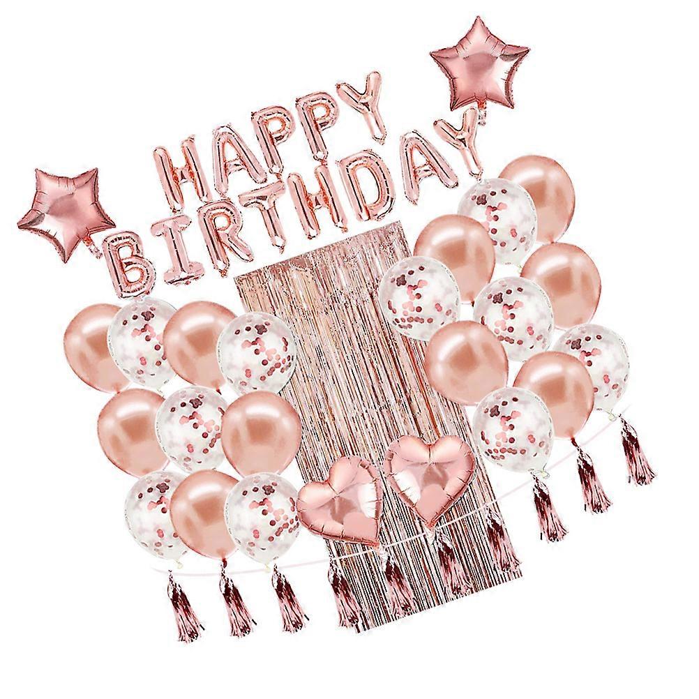 Birthday Balloon Set with Fringe Curtain – Party Decorations for Celebrations and Photo Props