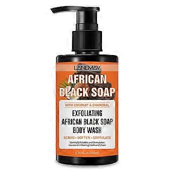African Black Soap Exfoliating Body Wash mit Kokosnuss und Holzkohle, schrubben, weich machen, stimulieren