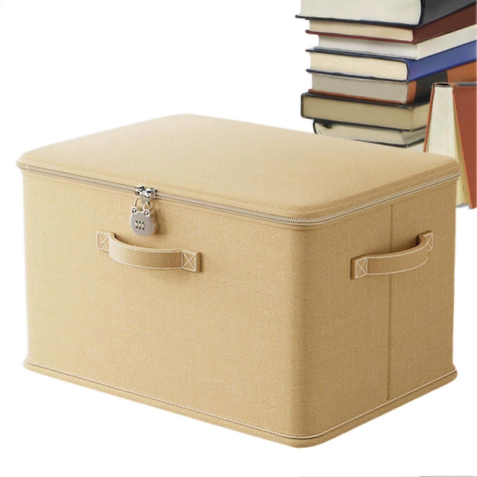 Locking Storage Box: Stackable Container With Handle, Wardrobe Organizer For Clothes And Blankets, Cream Color, Small