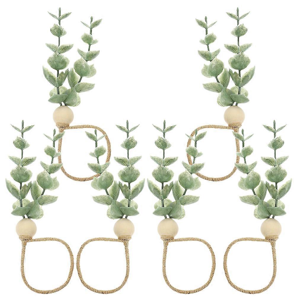 Rustic Farmhouse Napkin Rings Eucalyptus Napkins Pastoral Style 12.5x4cm Dining Environment Enhancement 6Pcs