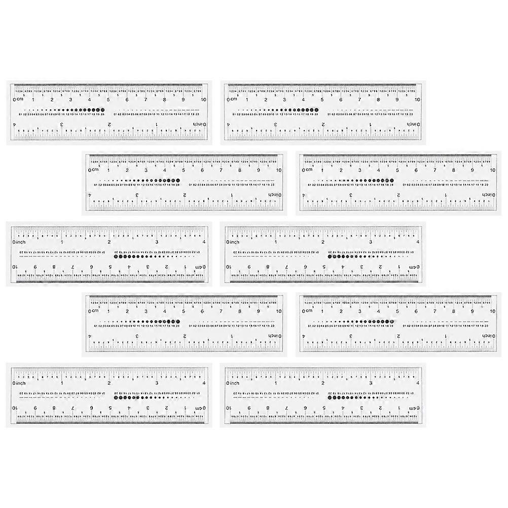 Flexible Plastic Ruler Manicure Rulers Engineering Tasks Student Use Designers Architects 10.7x3.3cm 10Pack
