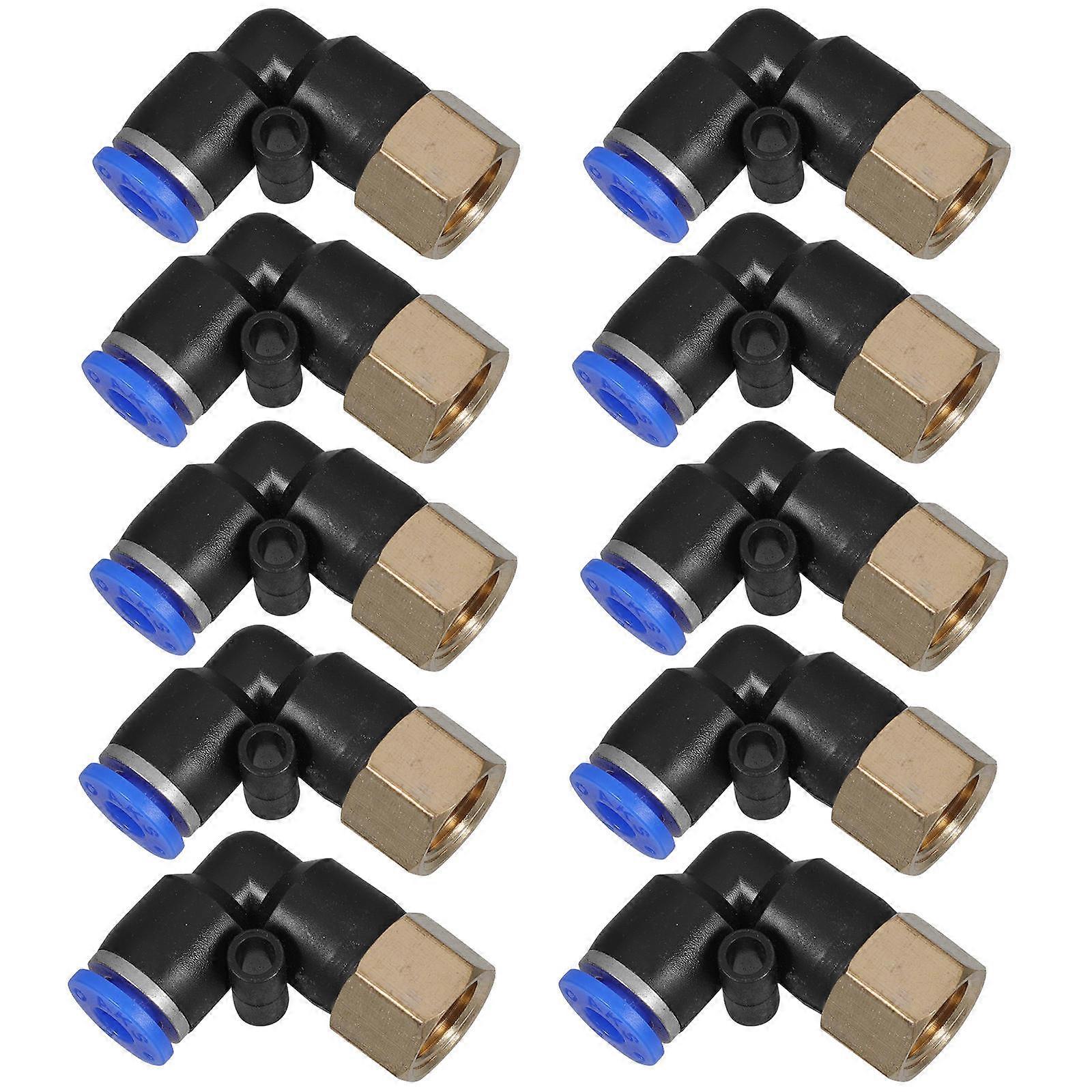Pneumatic Push In Joint Connector Elbow Air Fitting Bend Elbow Corrosion Resistance Compact Design 10Pcs