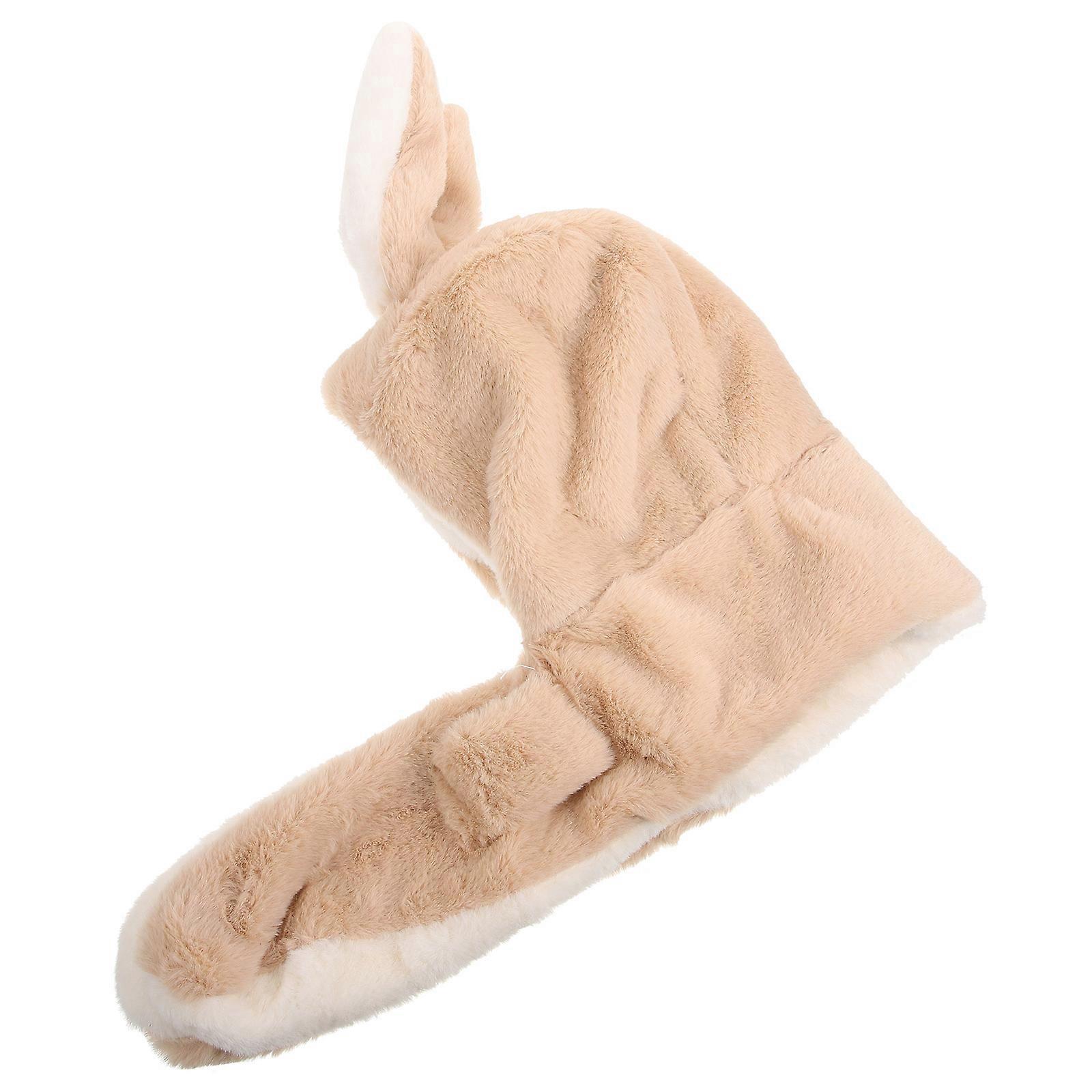 Here's a polished and professional product description based on your input:
**Adorable Plush Hat with Rabbit Ears – Warm Ear Cover for Cold