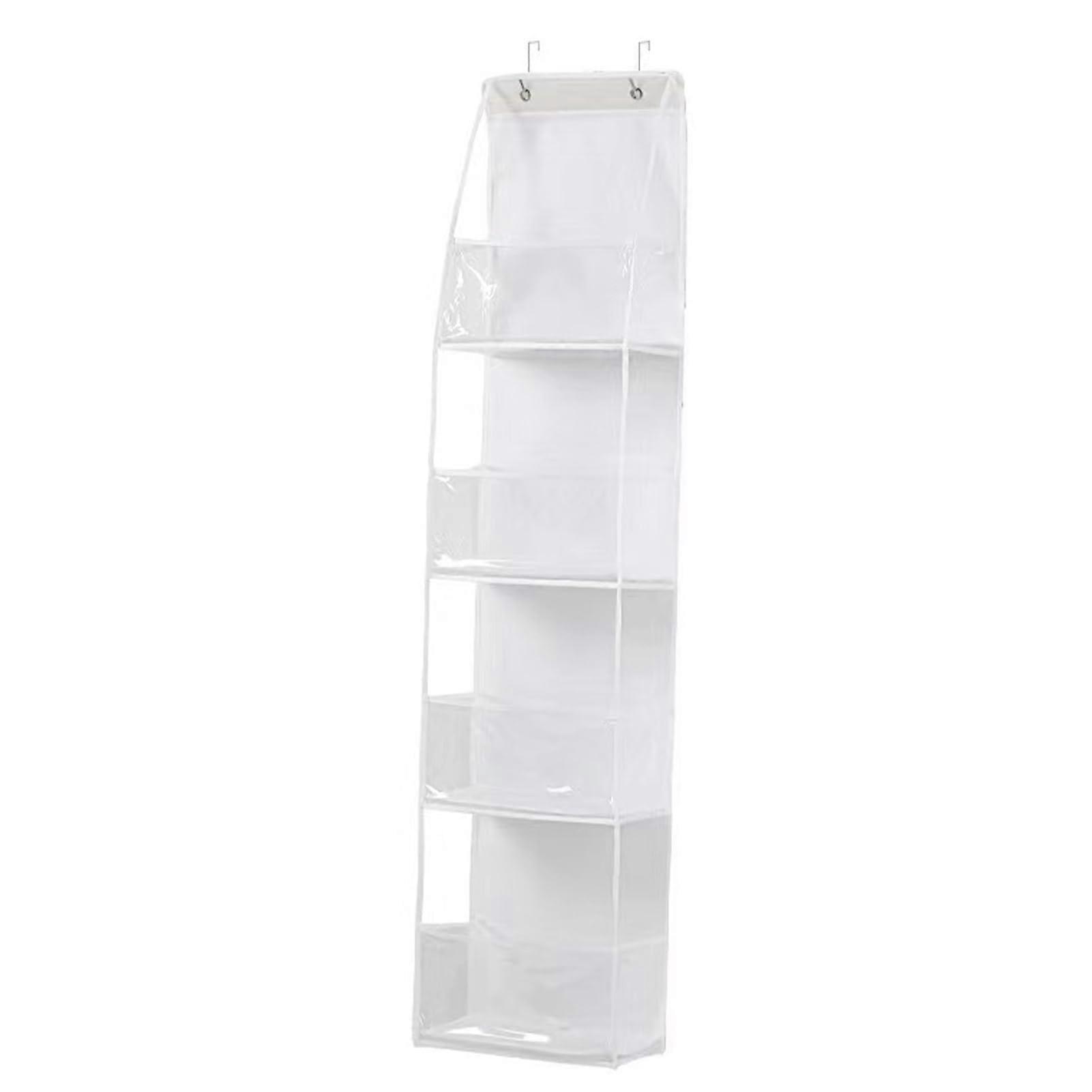 Storage Bag for Scarves, Hats, Towels, Wall Organizer with 4 Grids, Multi-Pocket Design, Nonwoven Fabric, White
