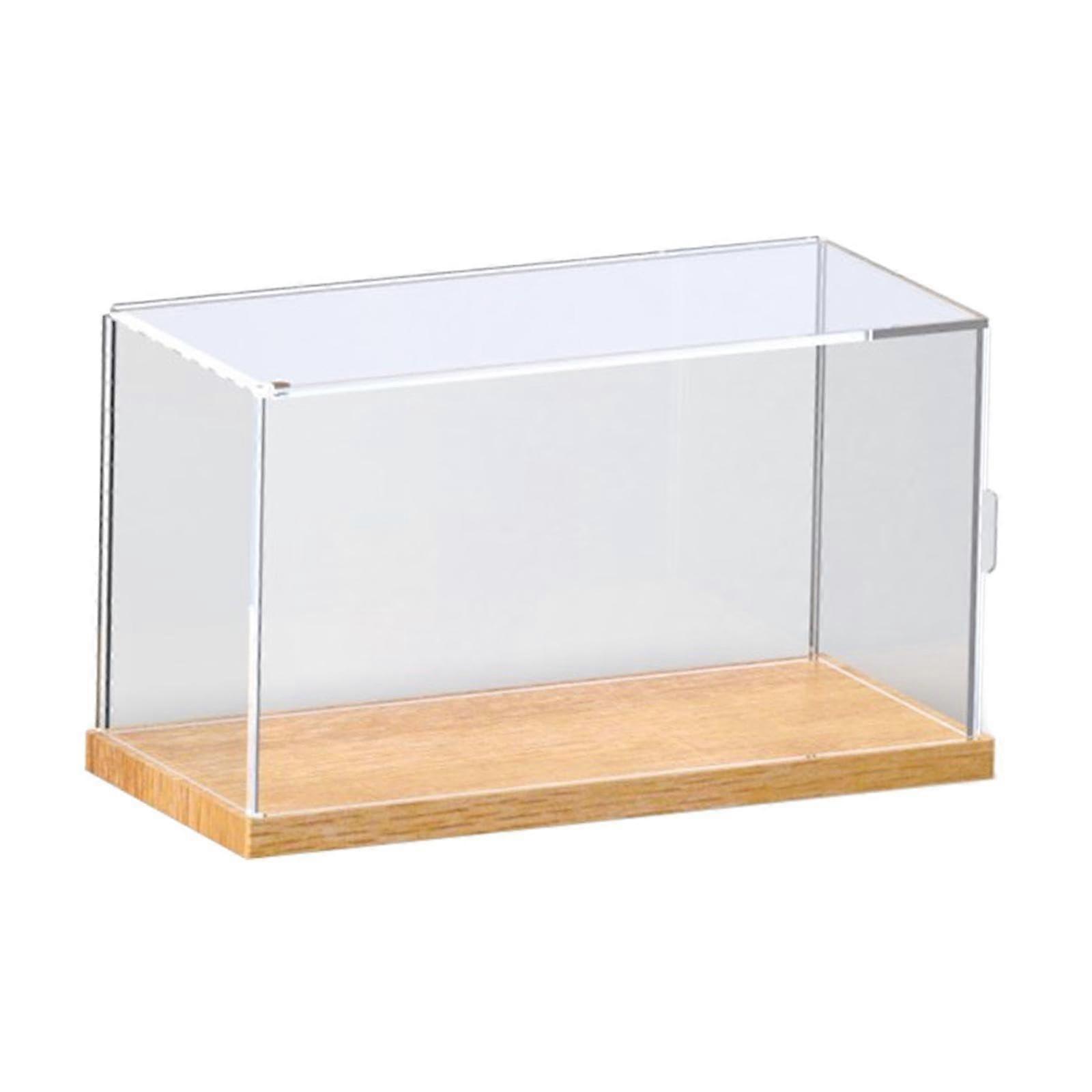 Action Figure Display Case with Wooden Base, 26x12x14.5cm Storage Solution for Collectibles