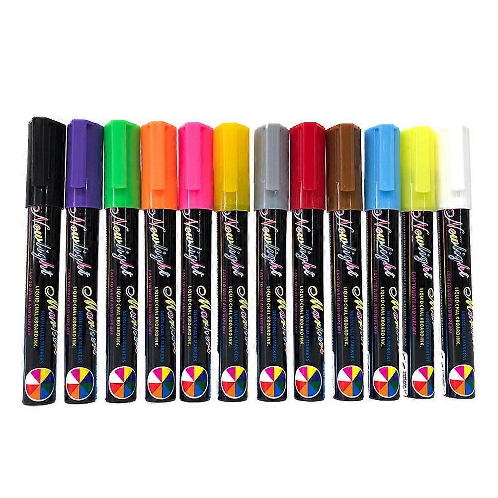 Chalkboard Pens Erasable Liquid Chalk for School Office Home Decoration Assorted Color 12Pcs