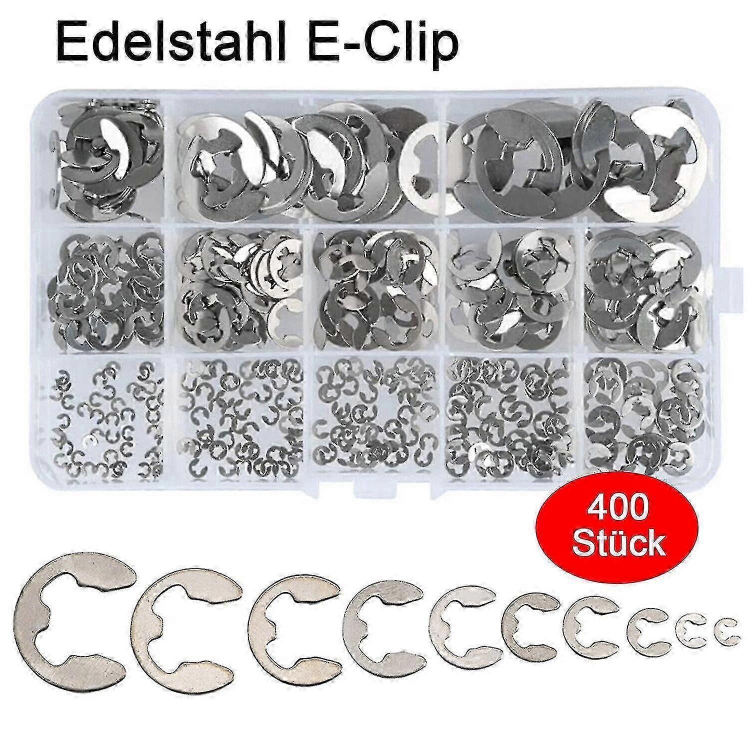 400 stykker rustfritt stål E-clip circlips circlip sortiment circlip sett