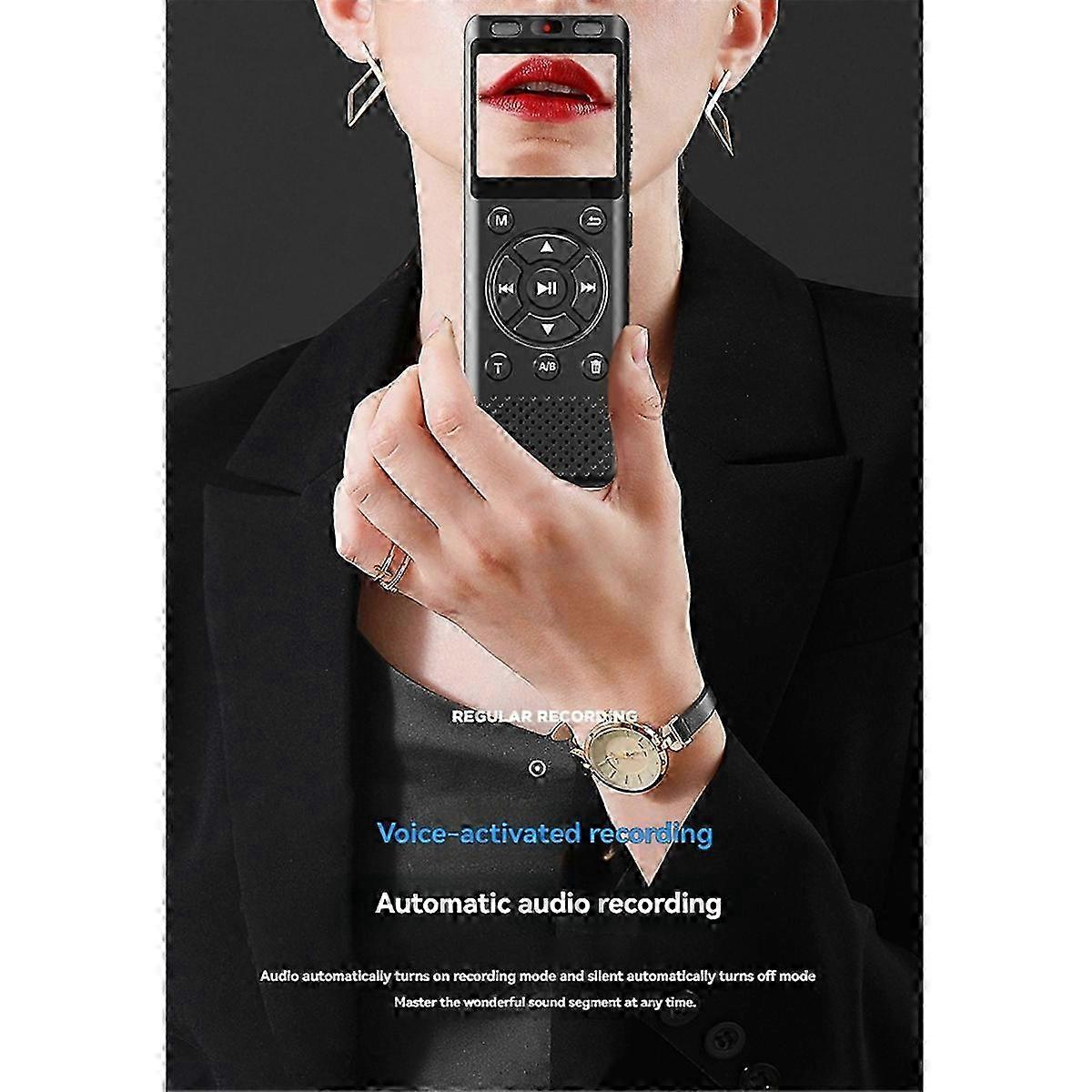 One Click HD Digital Voice Recorder with Noise Reduction, Supports OTG, WAV & MP3, 32GB Storage