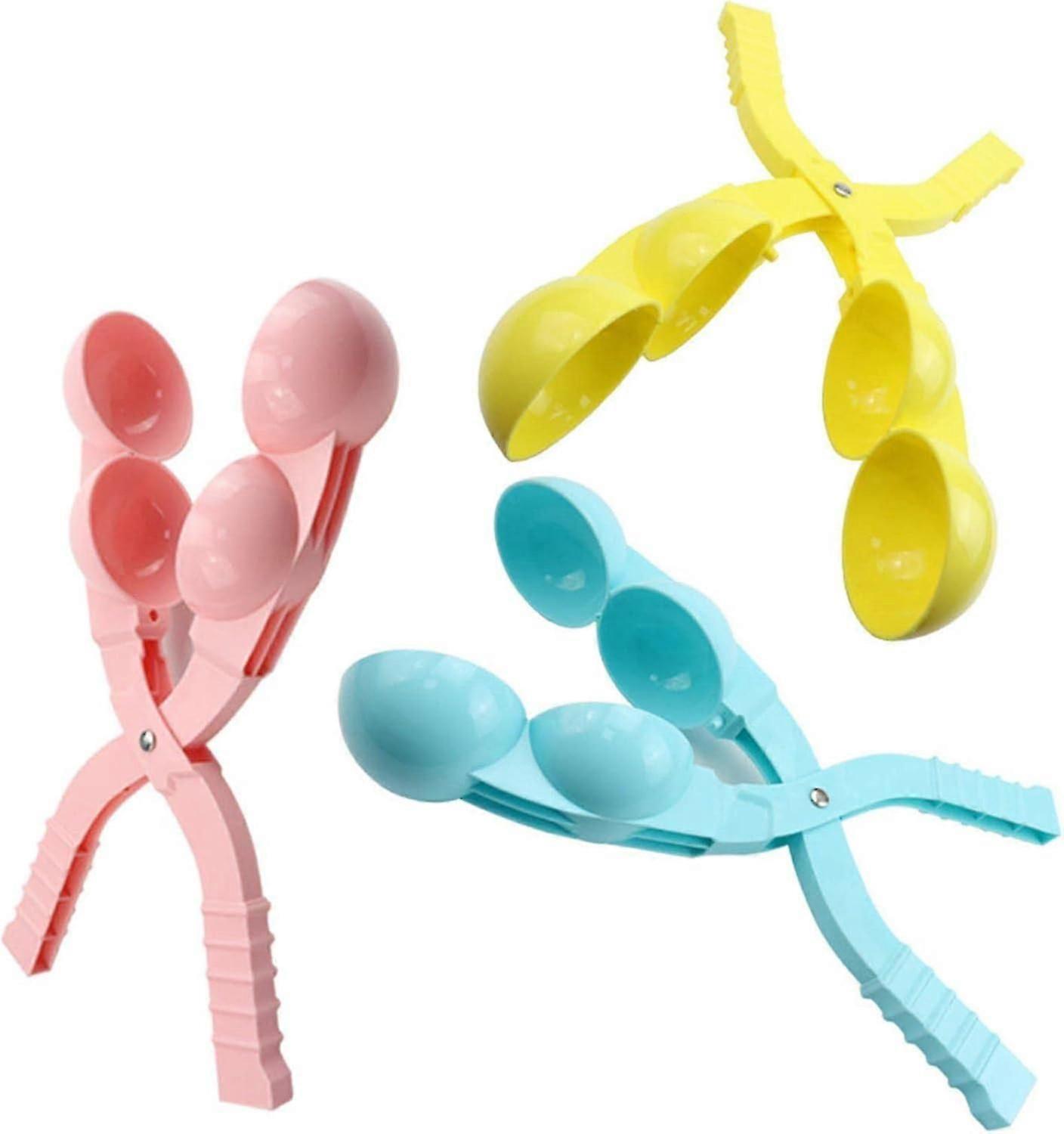 3個の雪玉メーカーが一度に2つの雪玉を作る子供大人のための雪玉メーカークリップおもちゃ冬の屋外雪球ファイトゲームツール夏のビーチサンドおもちゃ