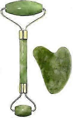 ジェイドローラーとグアシャセット - 100%ナチュラル&オーセンティック - 目の腫れ、肌の引き締め、顎のラインと細いライン、美容のためのボディ&フェイスマッサージャーローラー