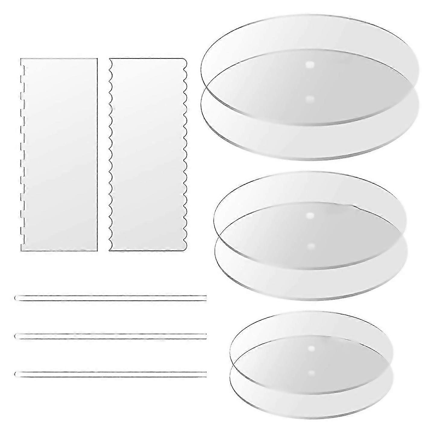 For Acrylic Round Cake Disk Set,acrylic Cake Discs Set,comb Scrapers