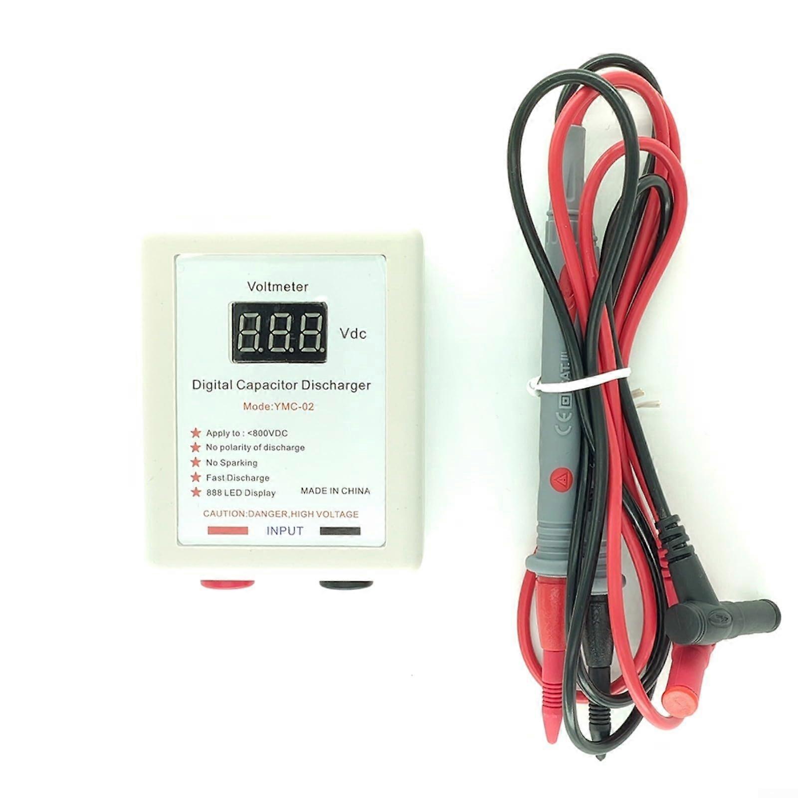 800 V Digital Capacitor Discharger Tool - High Voltage Rapid Discharge Device in Blue, Compact Design for Efficient Use