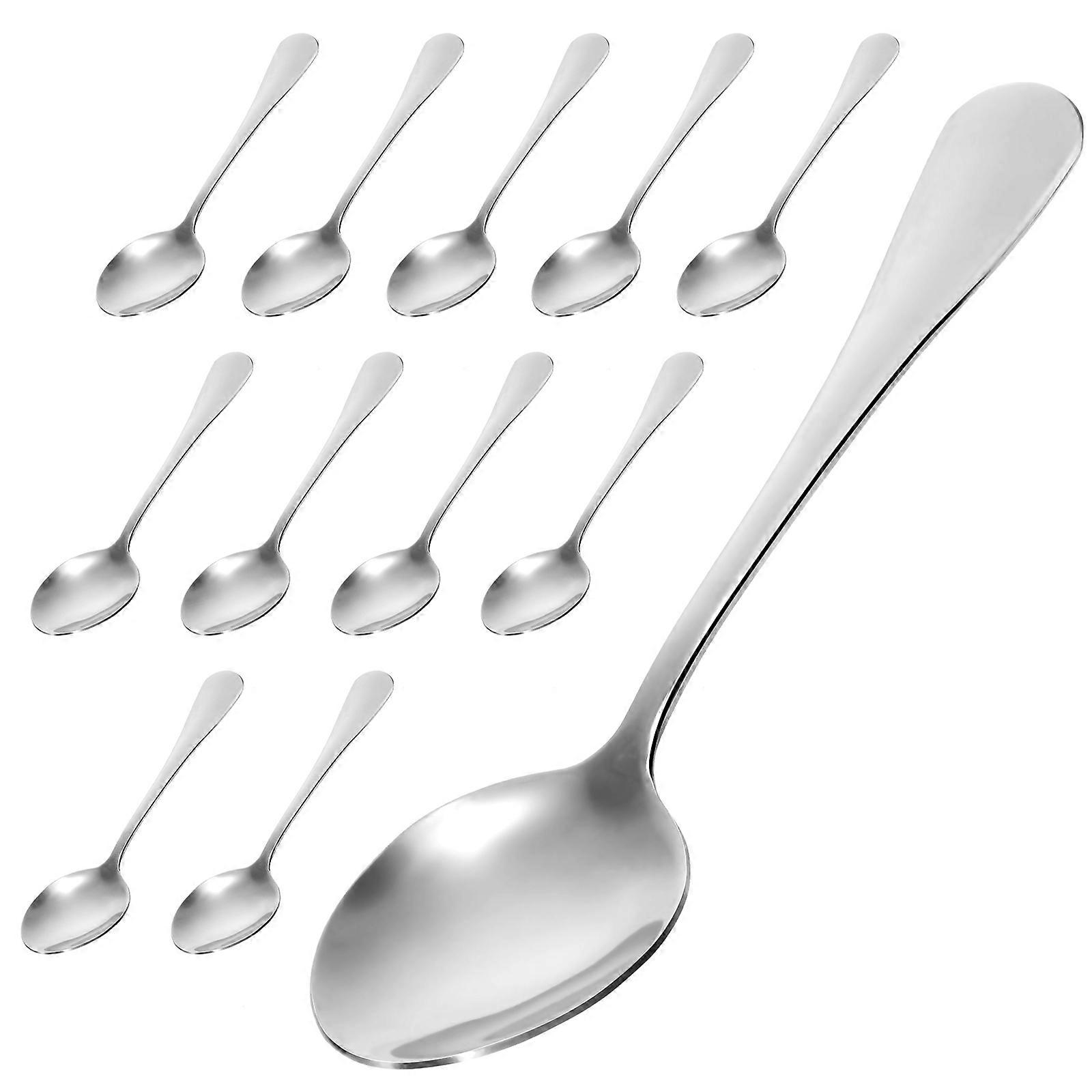 12pcs Stainless Steel Soup Serving Spoons Polished Dining Cutlery for Soup, Salad & Dessert Easy to Clean & Design