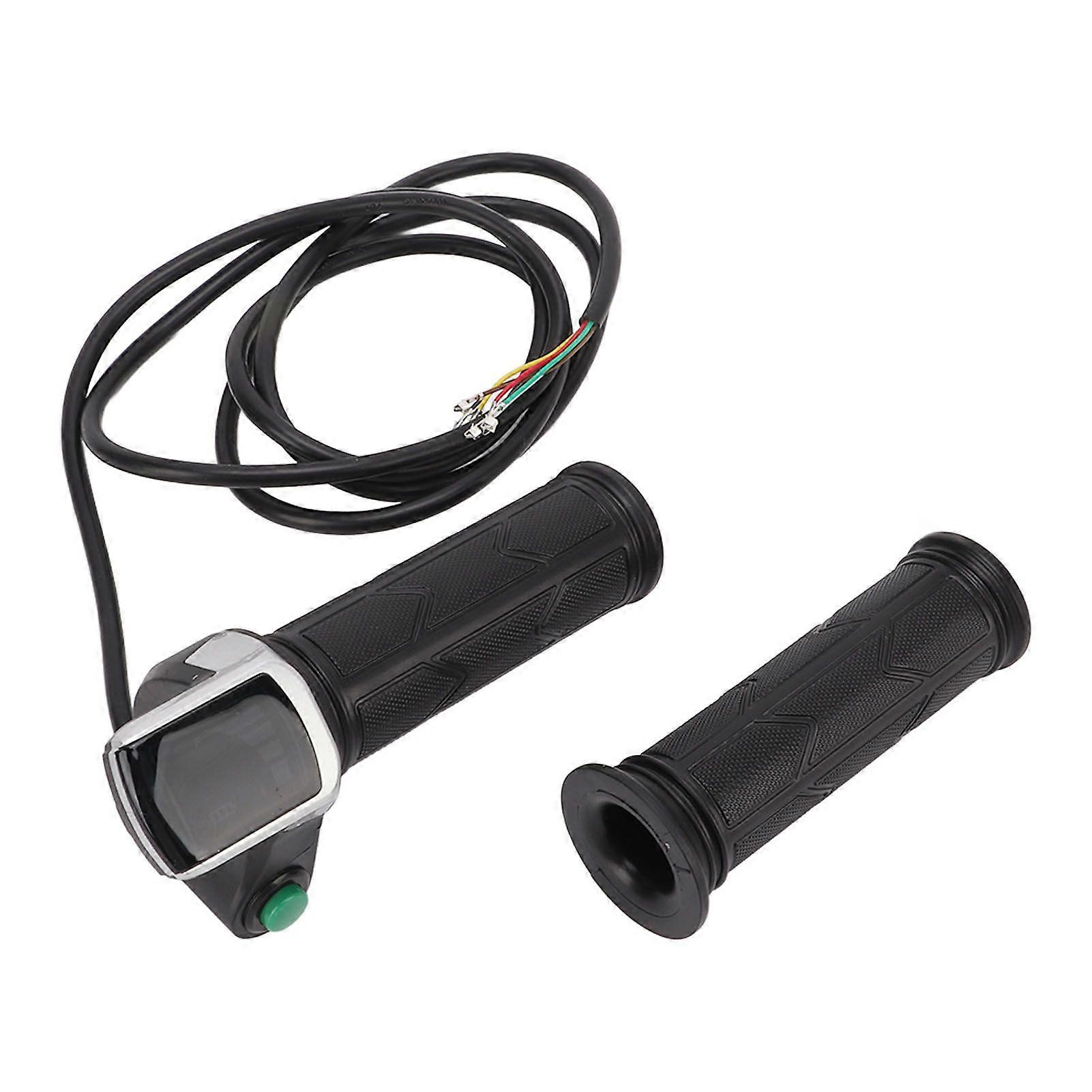 Electric Vehicle Handlebar Throttle Twist Grip Rubber Twist Throttle Accelerator Handle Grip with LCD Display36V YMQX)