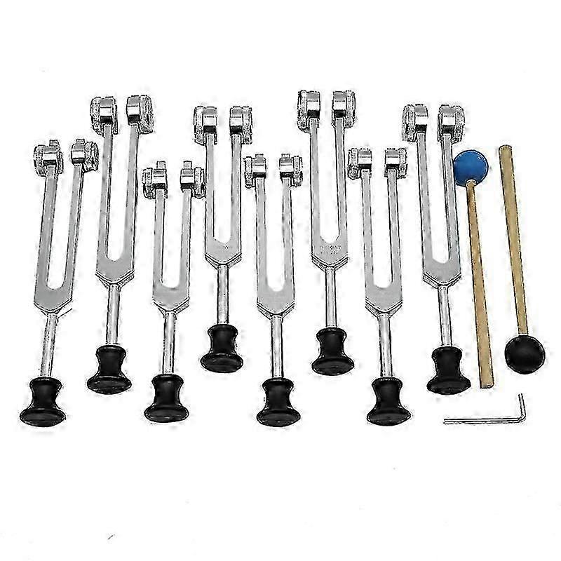 Tuning Forks Set for Healing,Sound Therapy(126.22 Hz,136.1 Hz,141.27 Hz,172.06 Hz,194.18 Hz,210.42 Hz,221.23Hz) Silver JP