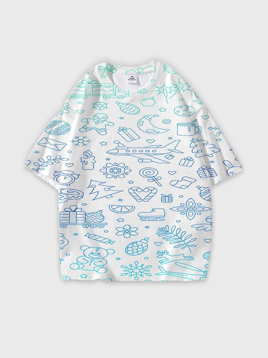T-shirt round neck Pattern loose short sleeve JW508