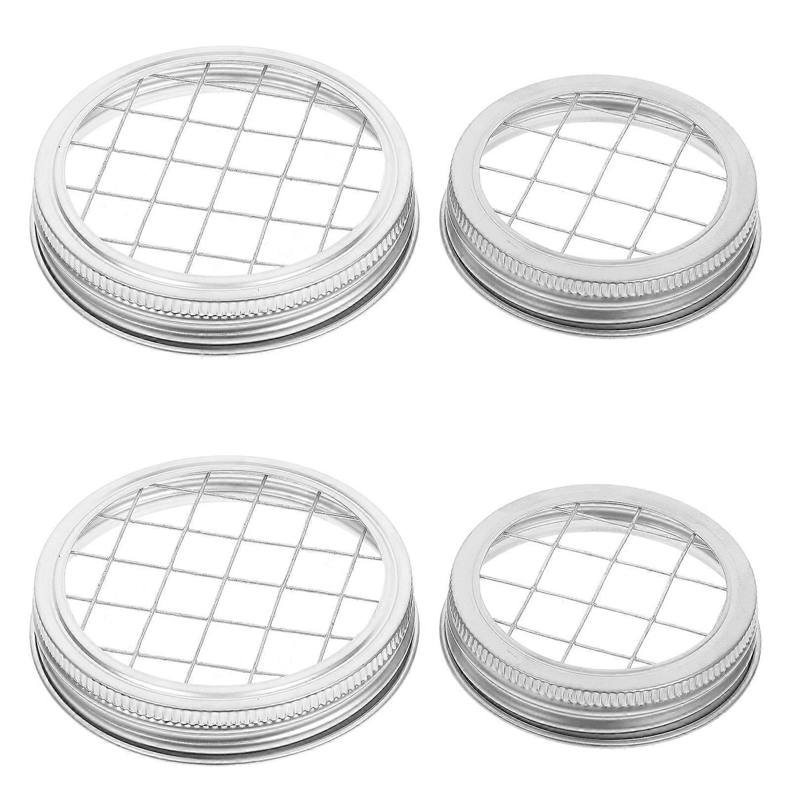 Mason Jar Lids With Holes Metal Flower Frog Lid Floral Arrangement Tool Florists 4 Sets