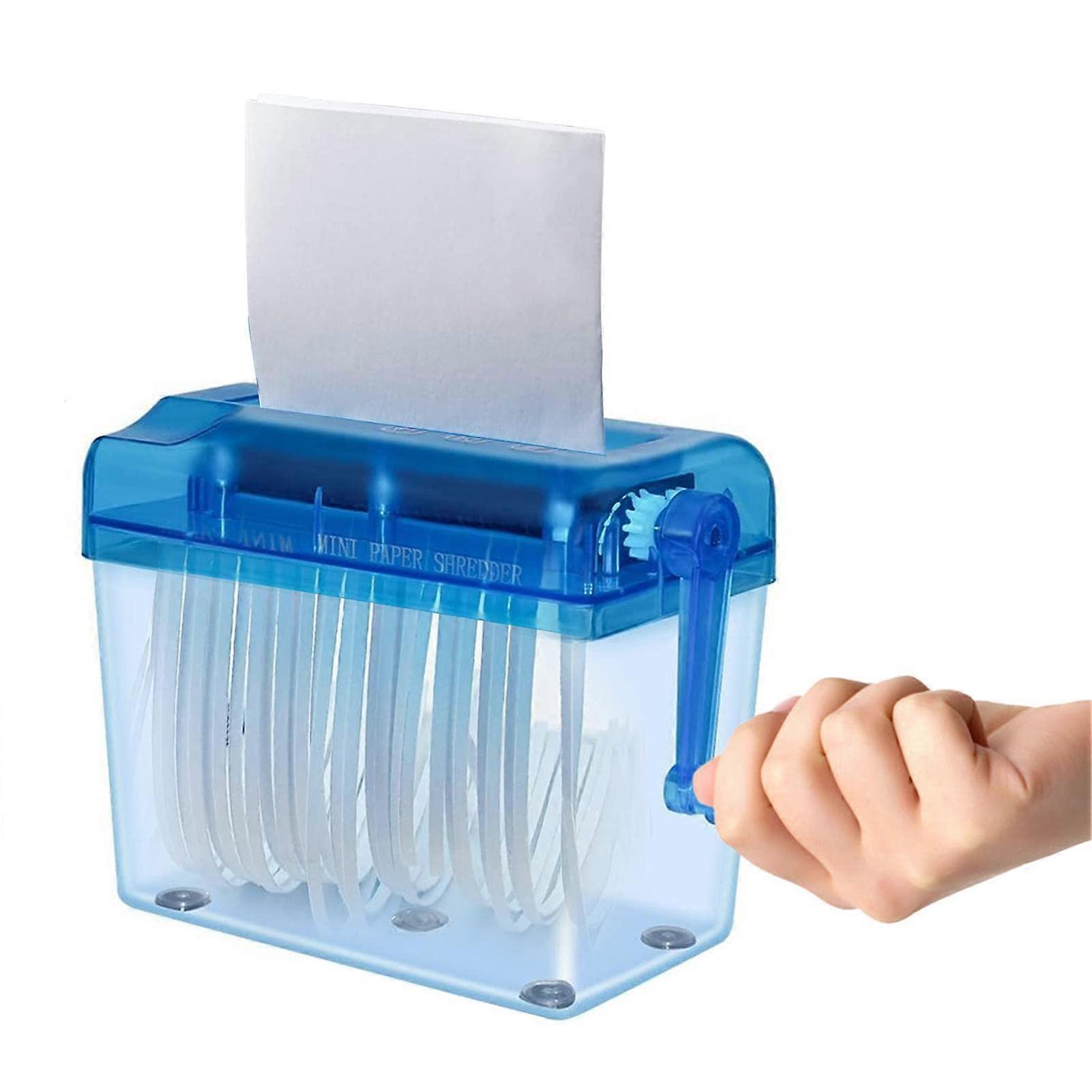 Hand Paper Shredder with Hand Crank - Straight Cut Office Document Grinder for A4 Paper, Compact 15.5 x 8.4 x 14.5 cm