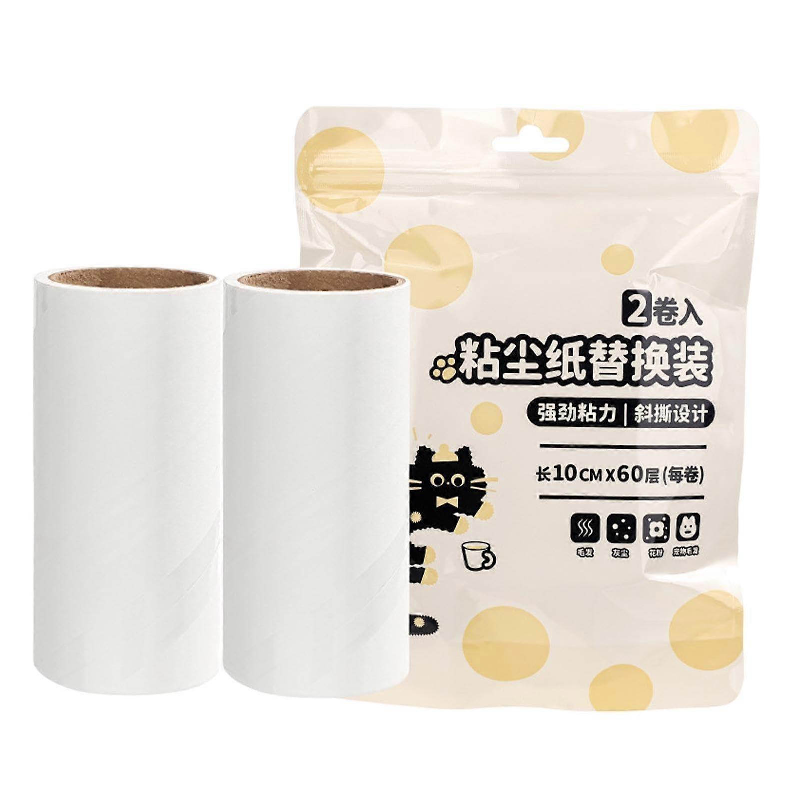 Clothes Pet Remover Roller, Wall-Mounted Multifunctional Sticky Cat Hair Cleaner, Replaceable 2 Rolls (60 Sheets Each)