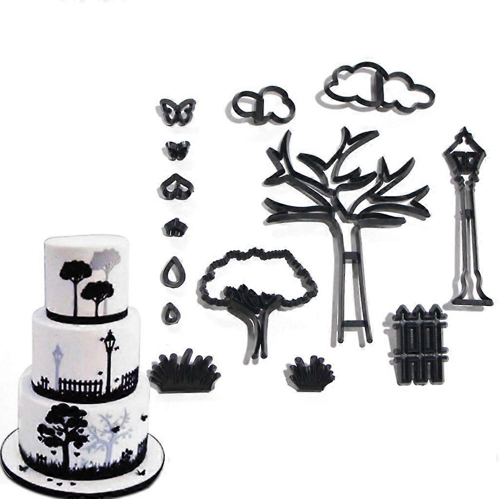 14szt Park Theme Fondant Cake Narzędzie do dekoracji Cookie Cutter Clouds Tree