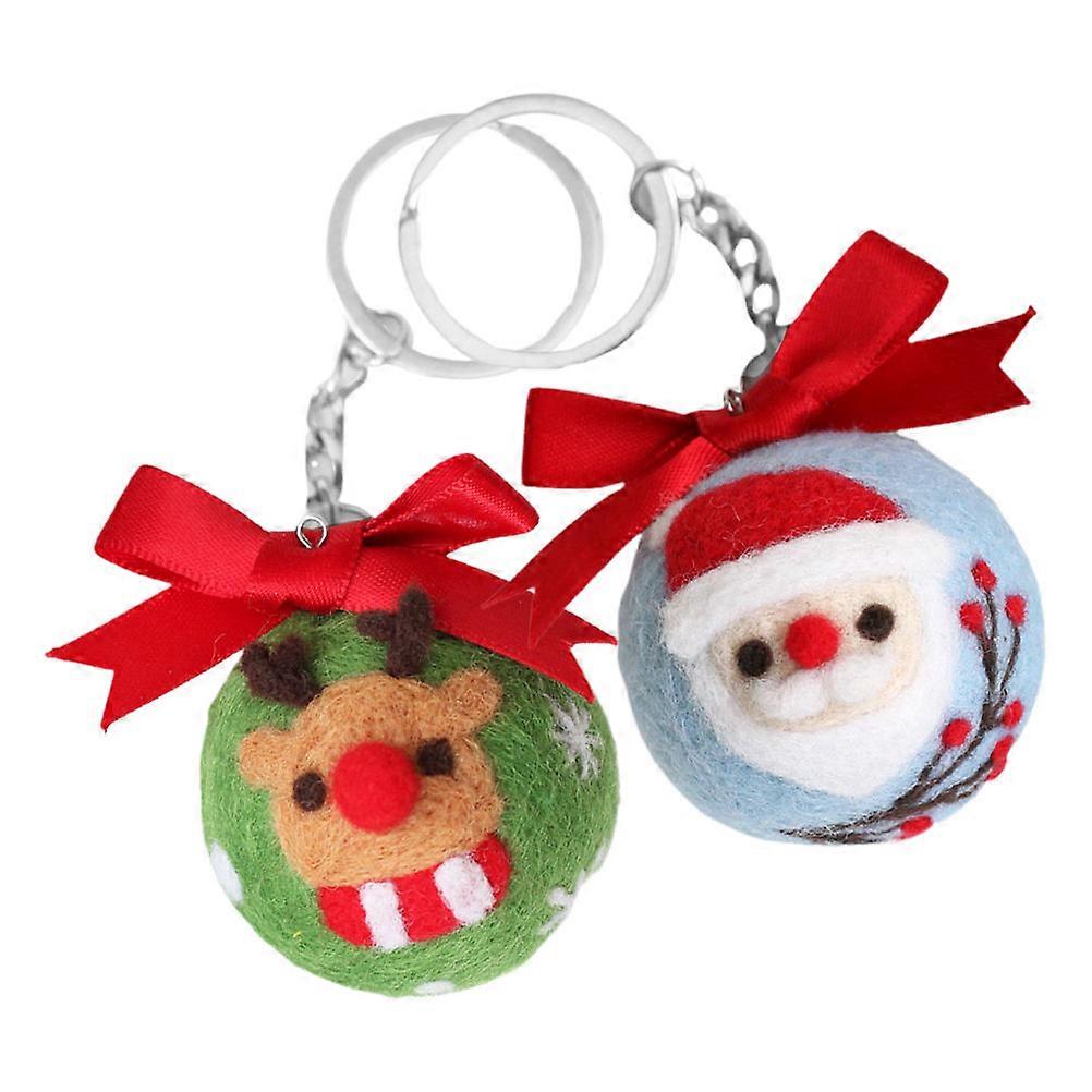 Christmas Keychain Kit Reindeer Shape Diy Accessory Wool Felt 1 Set For Car Keys
