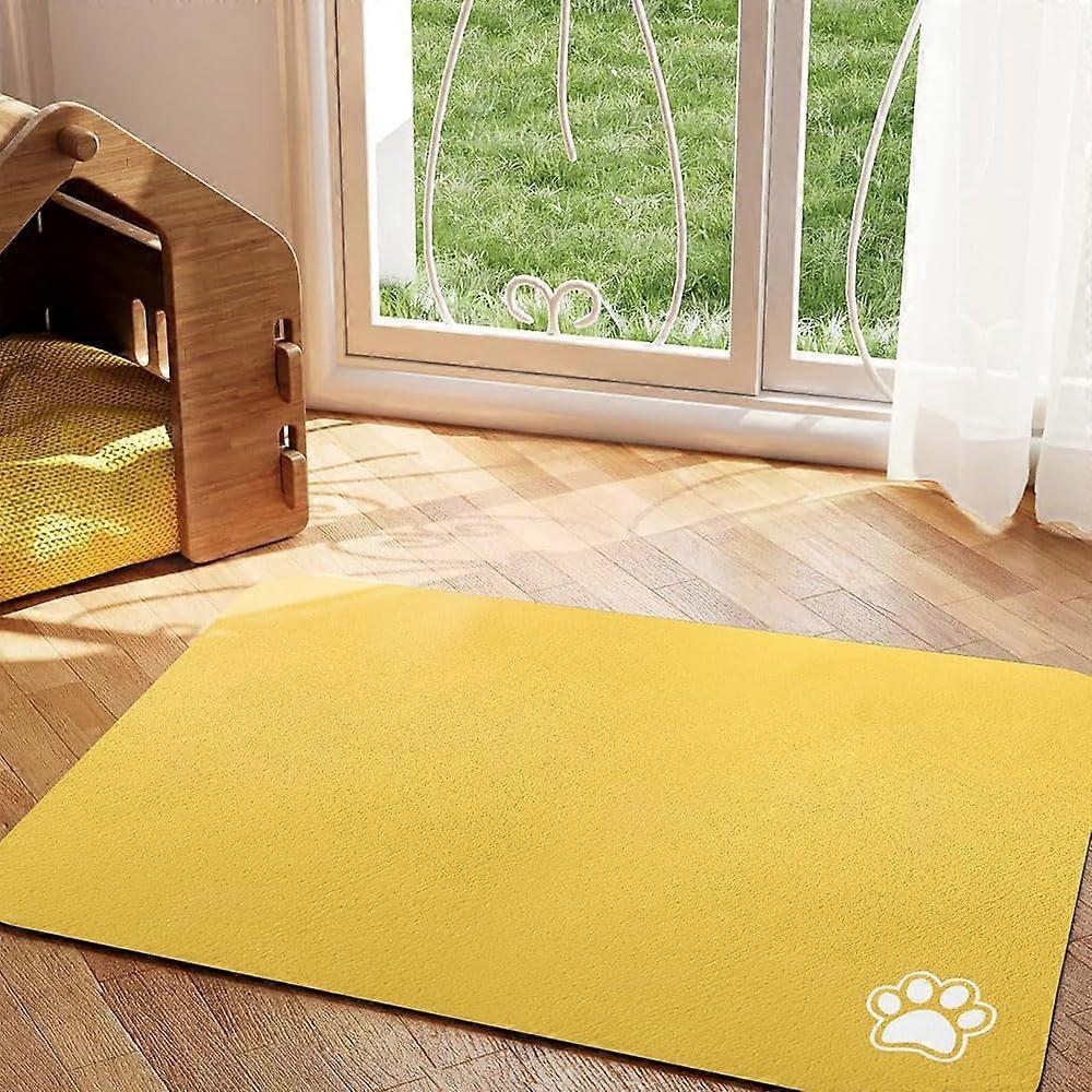 Bowl Mat for Dogs and Cats, NonSlip, Absorbent, QuickDrying Feeding Mat, Multicolored Pet Bowl Mat (Yellow, 40 x 60 cm)