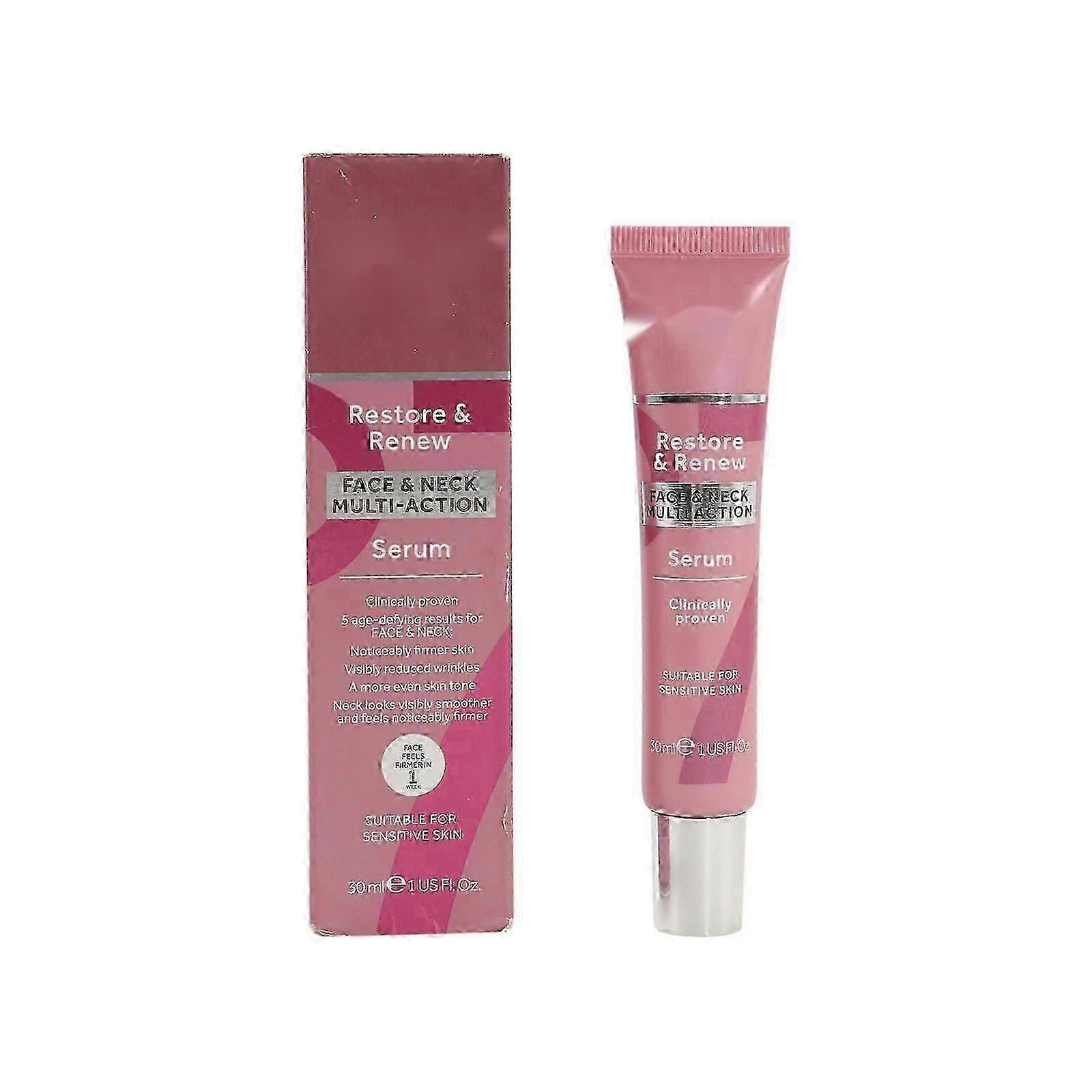 سيروم Restore & Renew Face & Neck Multi Action - سيروم الوجه المضاد للشيخوخة لإصلاح التجاعيد العميقة - كريم ليلي مرطب بحمض الهيالورونيك - Face M
