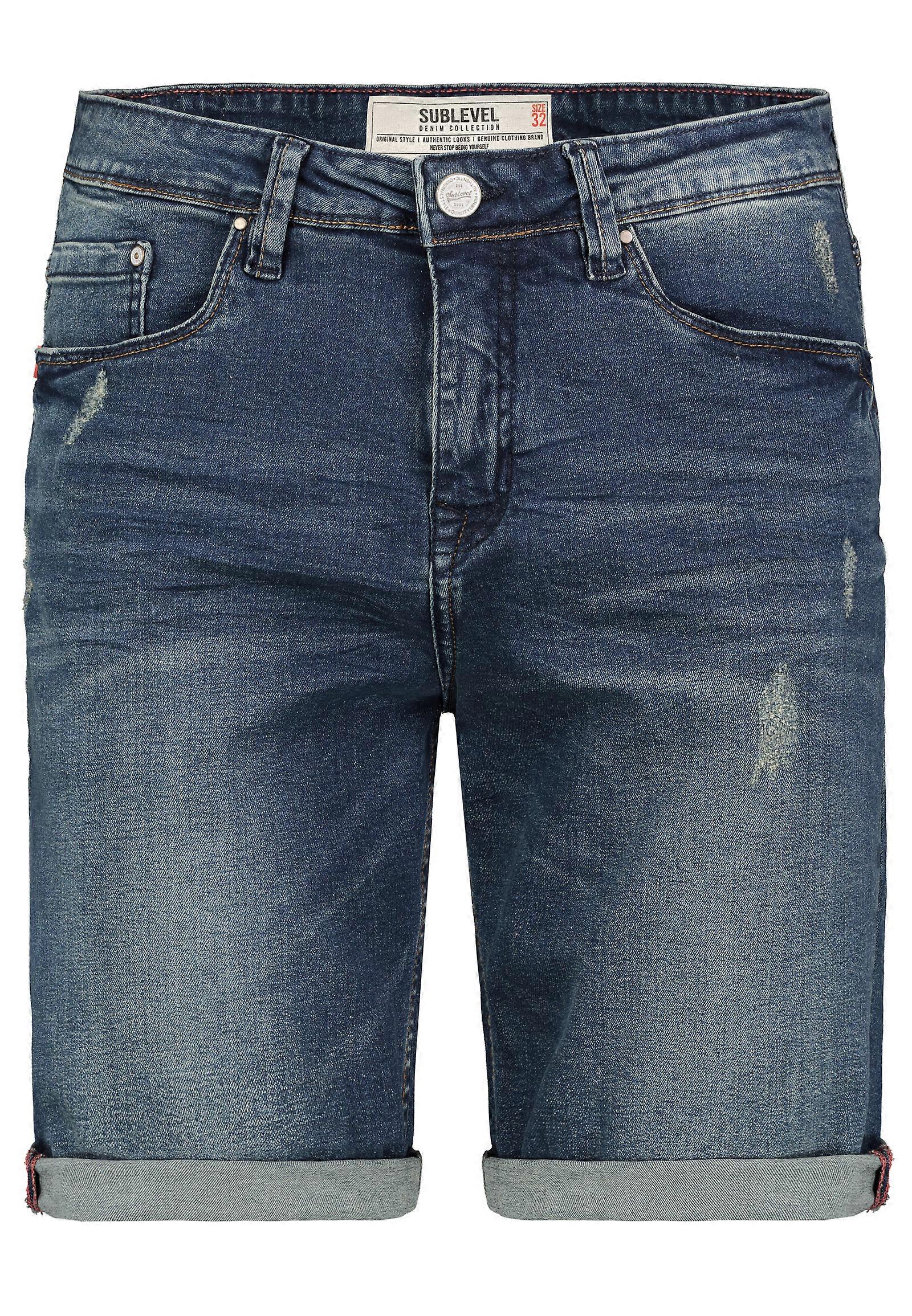 SUBLEVEL Chic Bermuda Denim Shorts with Distressing and Pockets