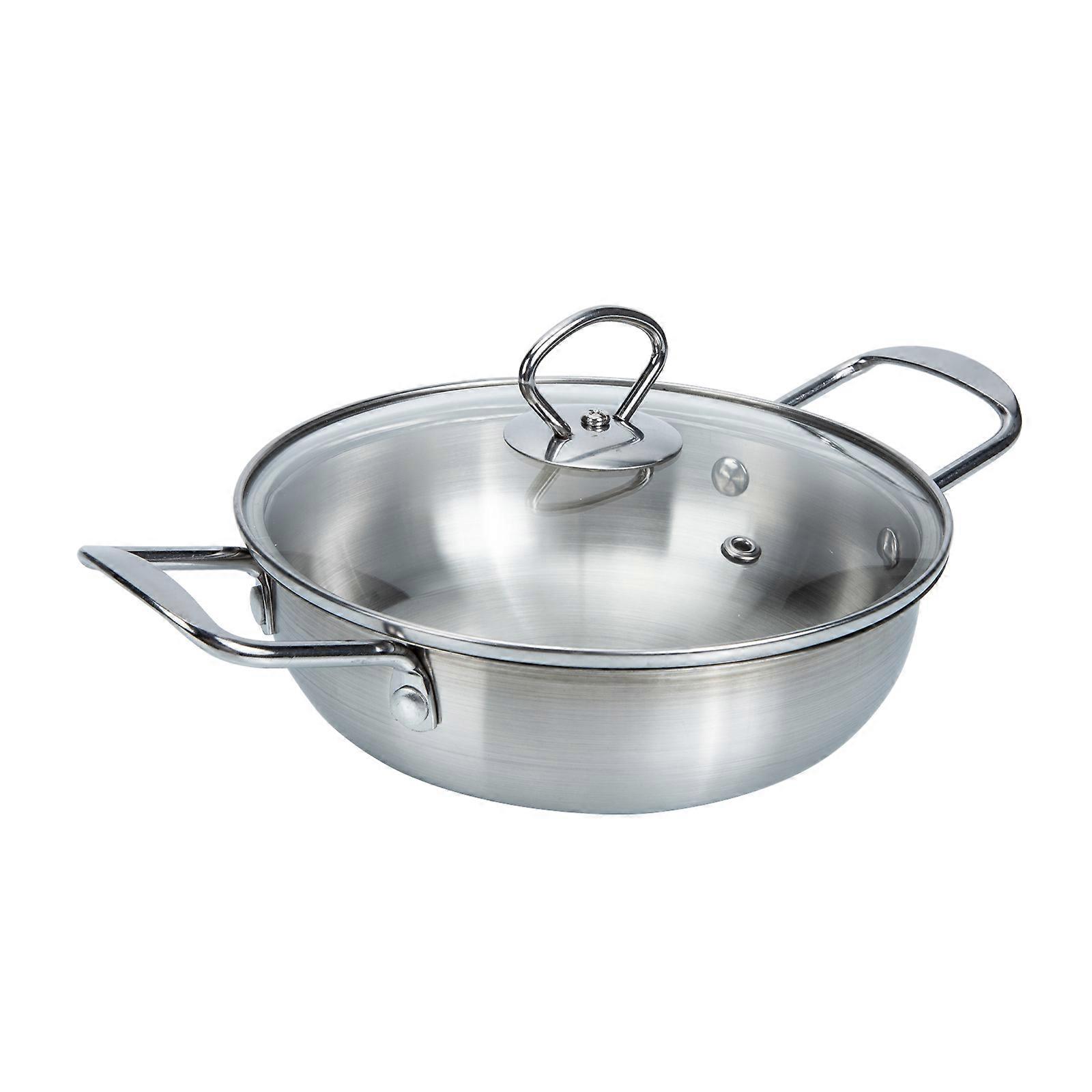 Stainless Steel Pan with Handle for Home Use and Easy to Clean Silver Color