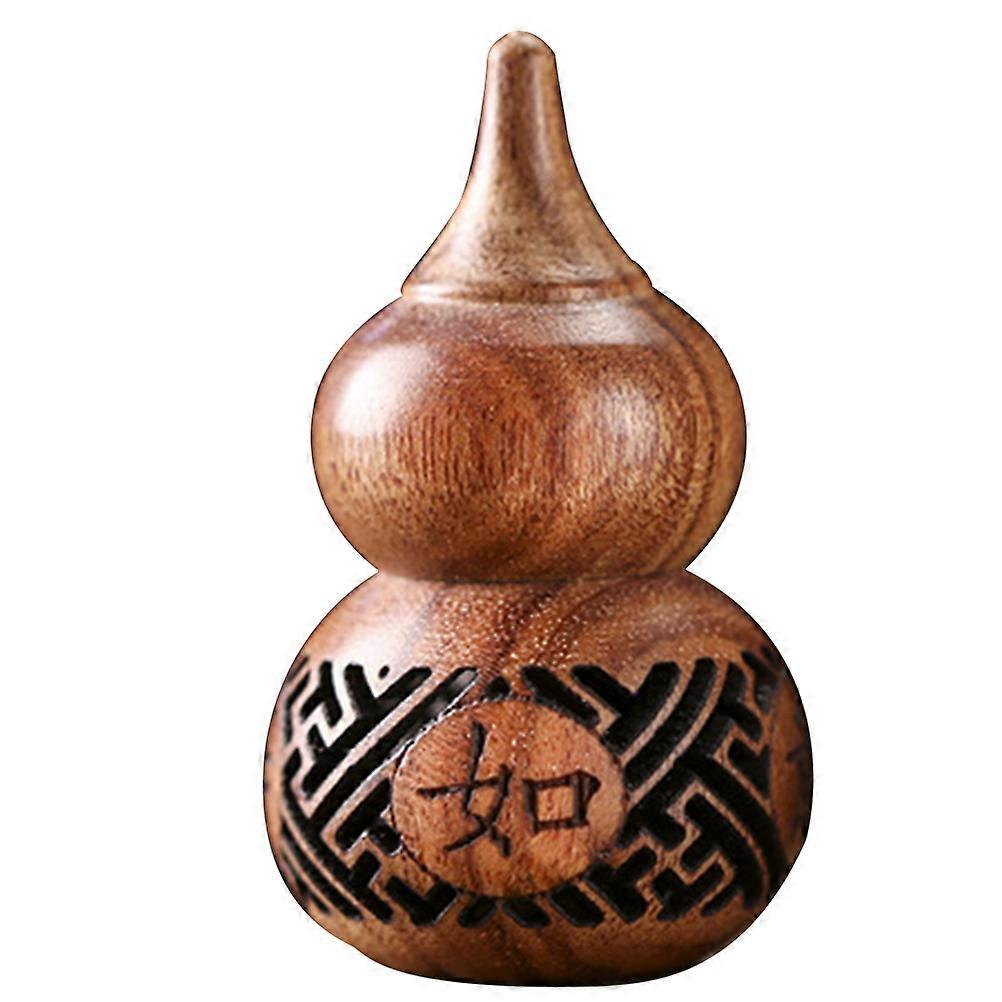 Wood Carved Gourd Sachet for Aroma Beads with Retro Style for Decoration Light Brown