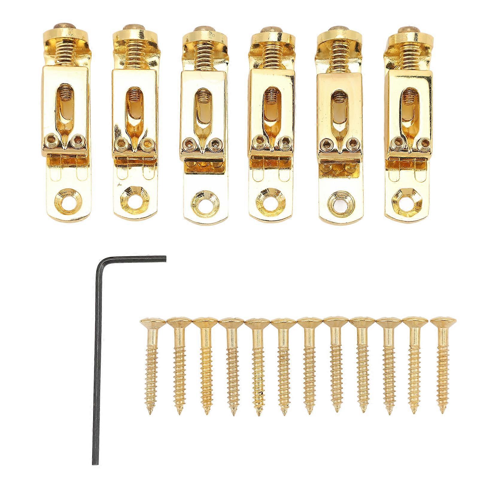 6PCS Guitar Bridge Saddle Split Type Zinc Alloy Electric Guitar Saddle Replacement Gold