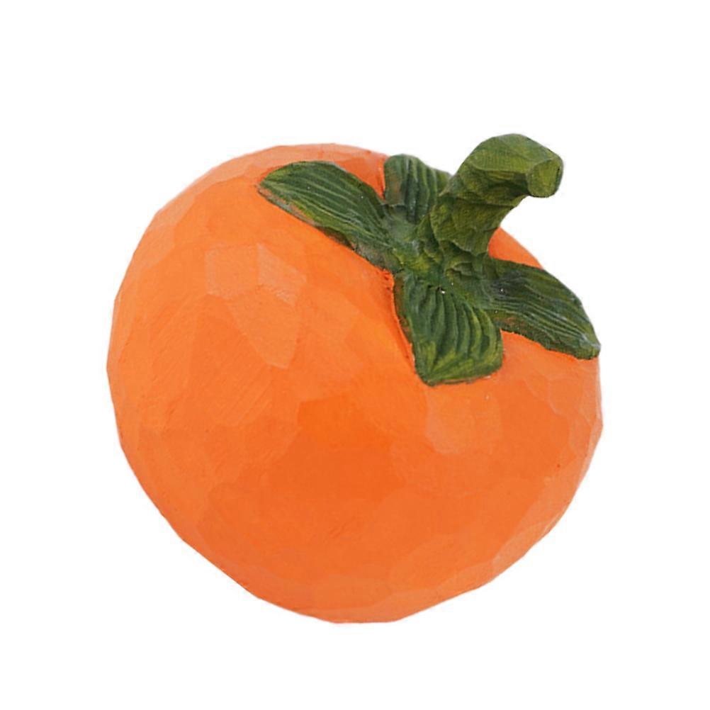 Carved Wooden Fruit Statue Miniature Persimmon Figurine for Home and Office Decor – Smooth Texture, Unique Geometric Design for Fairy Gardens