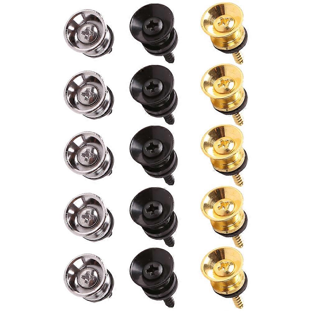 15Pcs Guitar Strap Buttons and Screws Metal Iron Endpins Fixing Kit