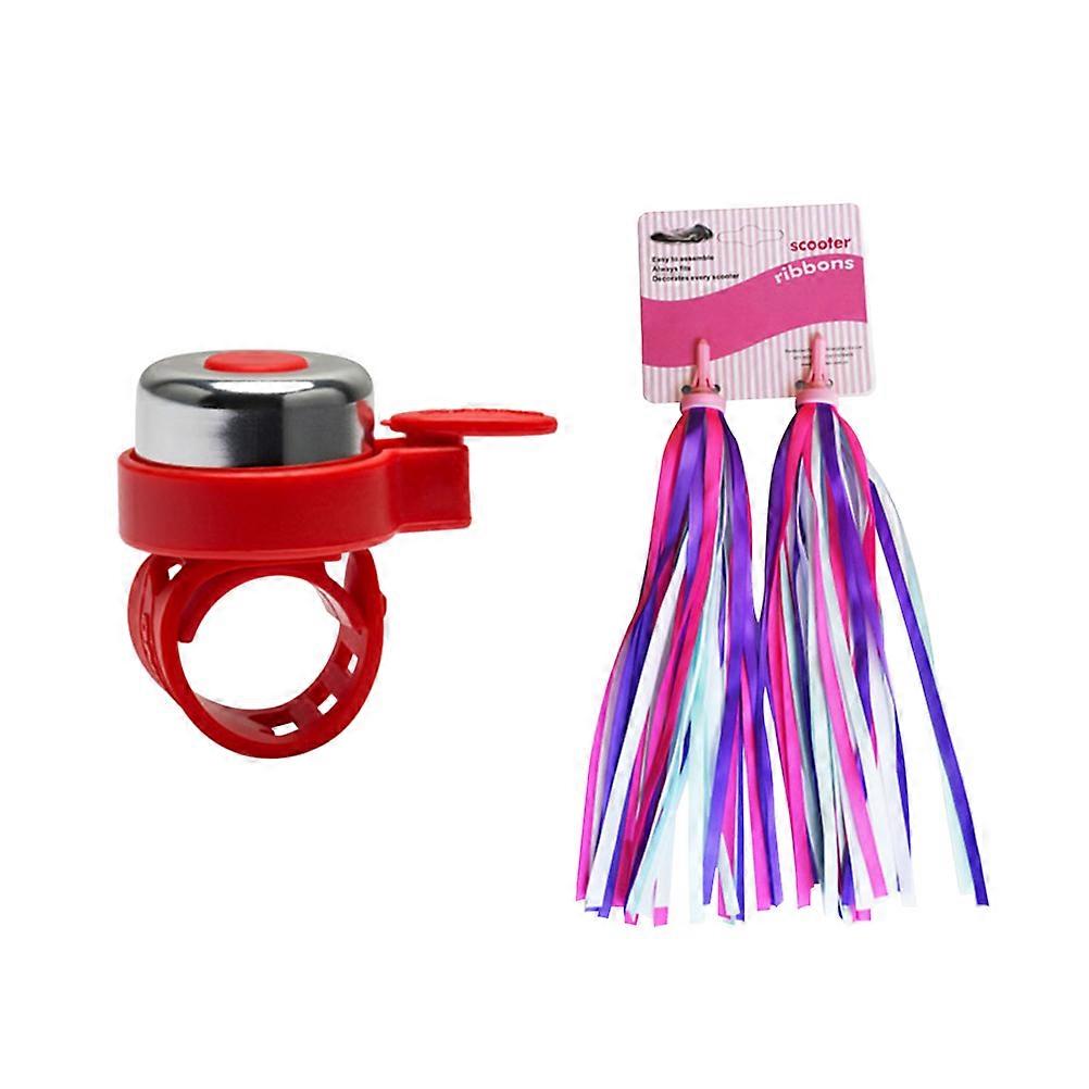 Bicycle Safety Streamers Handlebar Streamers Bike Grips Tassels With 1PC Bell Set For Riding And Gifting 2Pcs