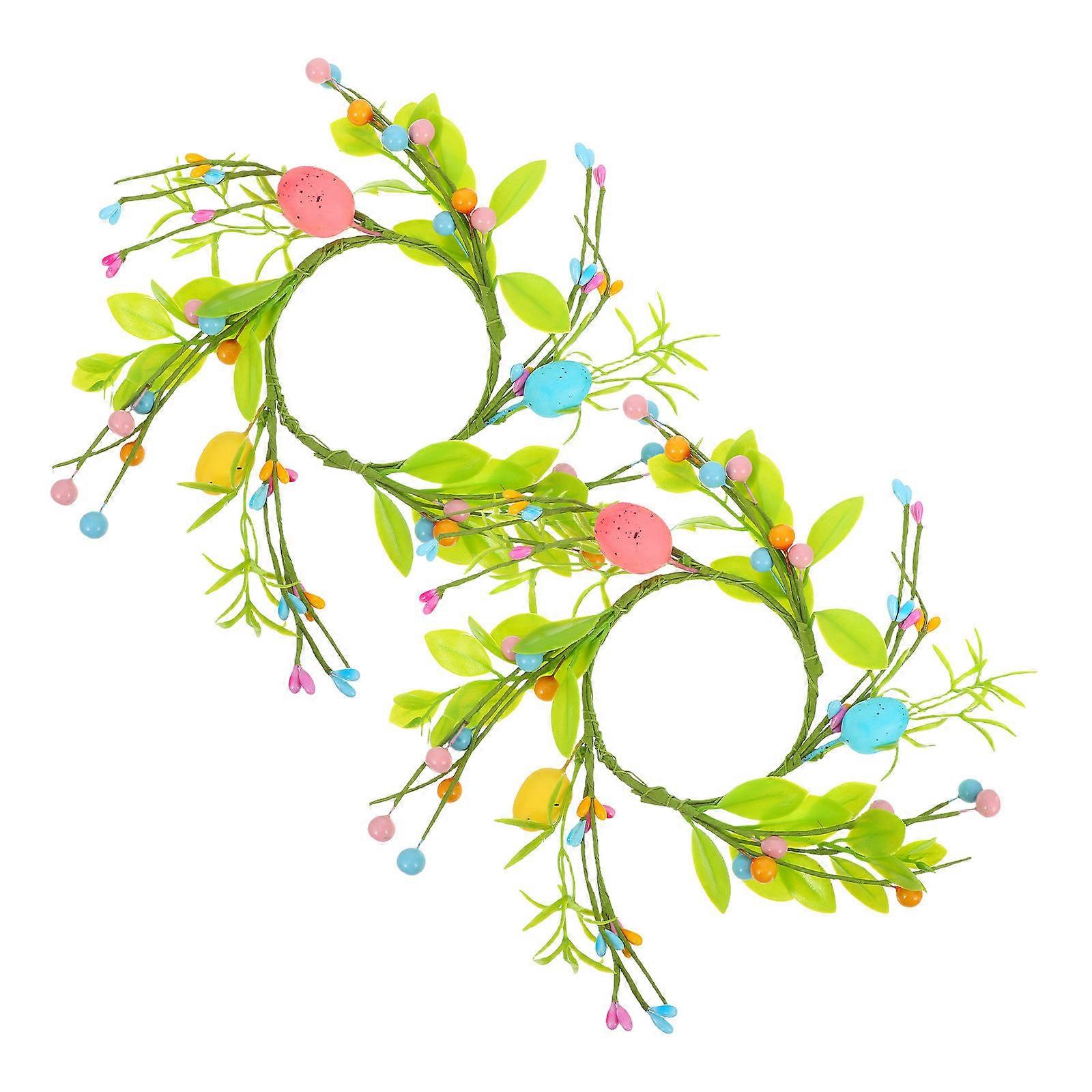 Spring Decorative Candle Wreaths for Easter Pillars 2Pcs Candle Rings