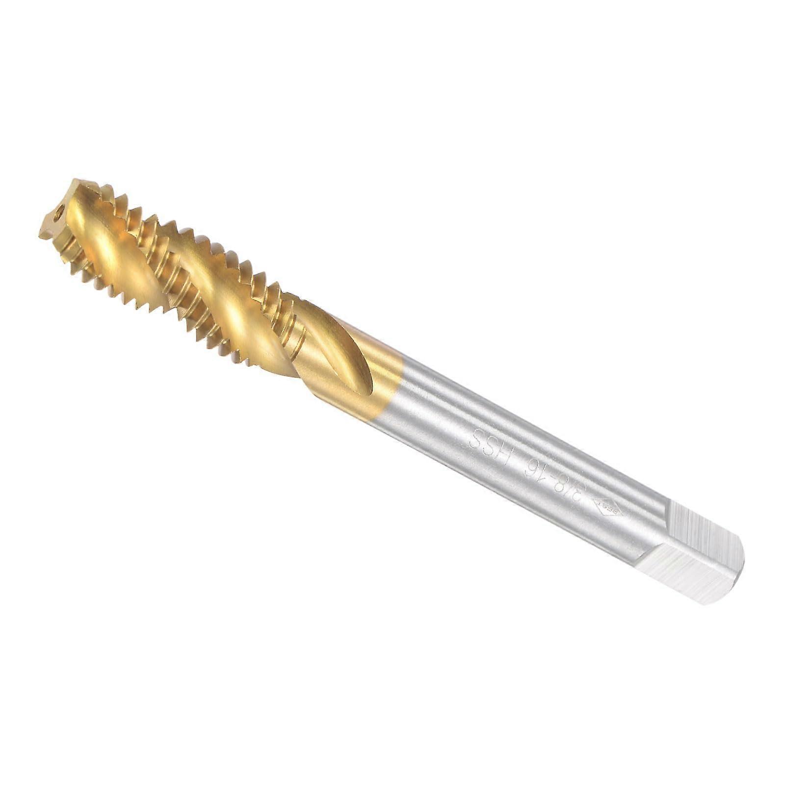 Spiral Flute Tap 3/8-16 UNC, 3 Flute, High Speed Steel Thread Tool For Machining Holes And Sticky Materials