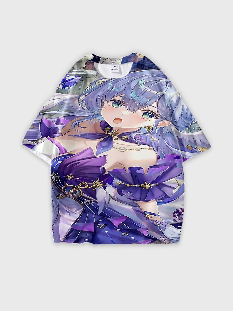 T-shirt round neck Role Pattern loose short sleeve D913