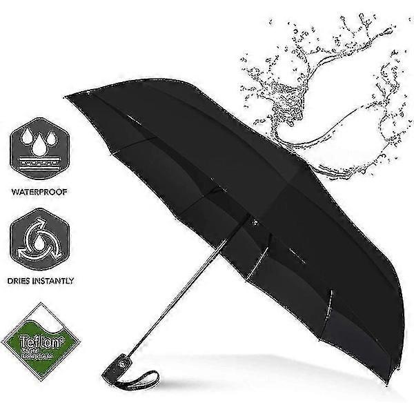 Windproof Travel Umbrella - Wind Resistant, Small - Compact, Lightweight, Automatic, Strong, Mini, Foldable