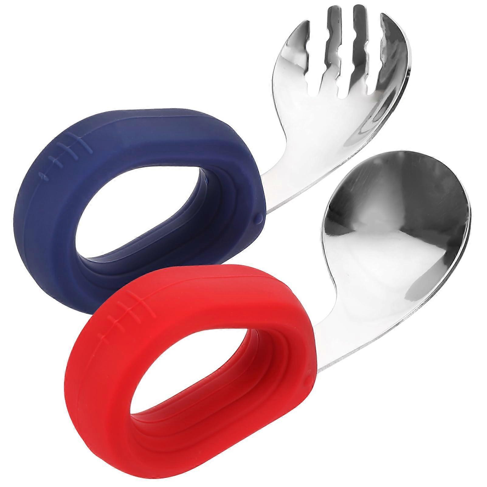 Genç kızlar için ergonomik kaşıklı 1 parça çatal bıçak takımı, hareket halindeyken kompakt ve hafif yemek yeme aracı