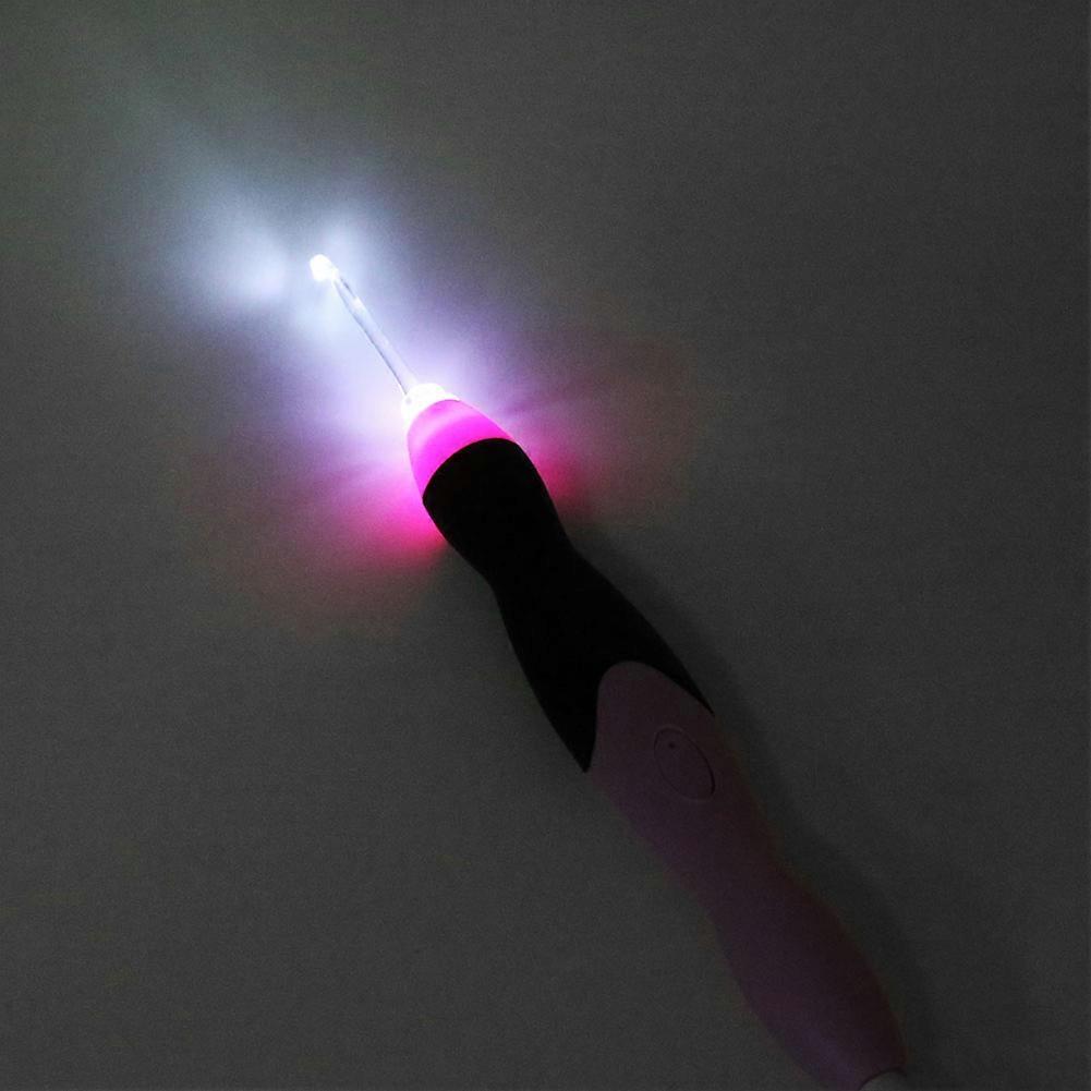 9 in 1 USB Rechargeable LED Light Up Weave Crochet Hooks Set with Pink Case