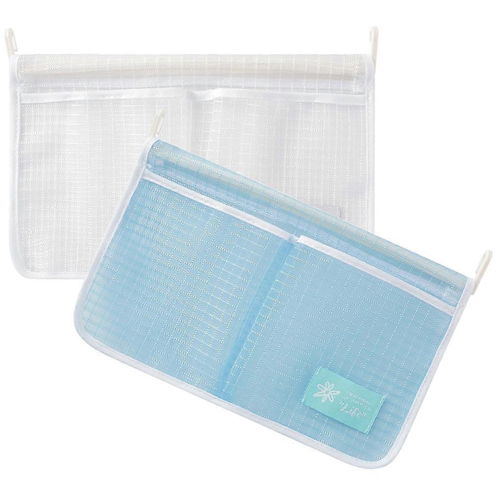 Hanging Mesh Kitchen Storage Bag, 2 Pack – Space Saving Refrigerator Door Organizer for Food and Vegetables, Durable & Easy to Clean – White Blue