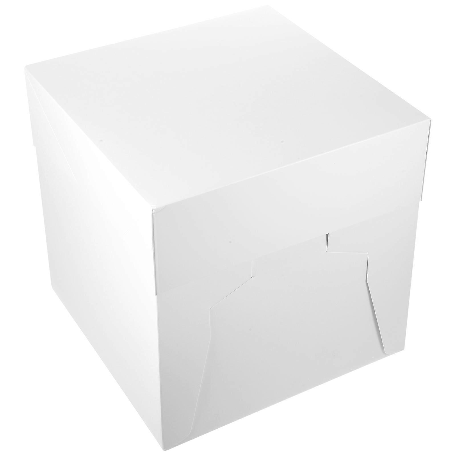 White Foldable Cake Box for Bakeries, Events & Home Use – Lightweight, Stable Cube Shaped Tray for Easy Transport